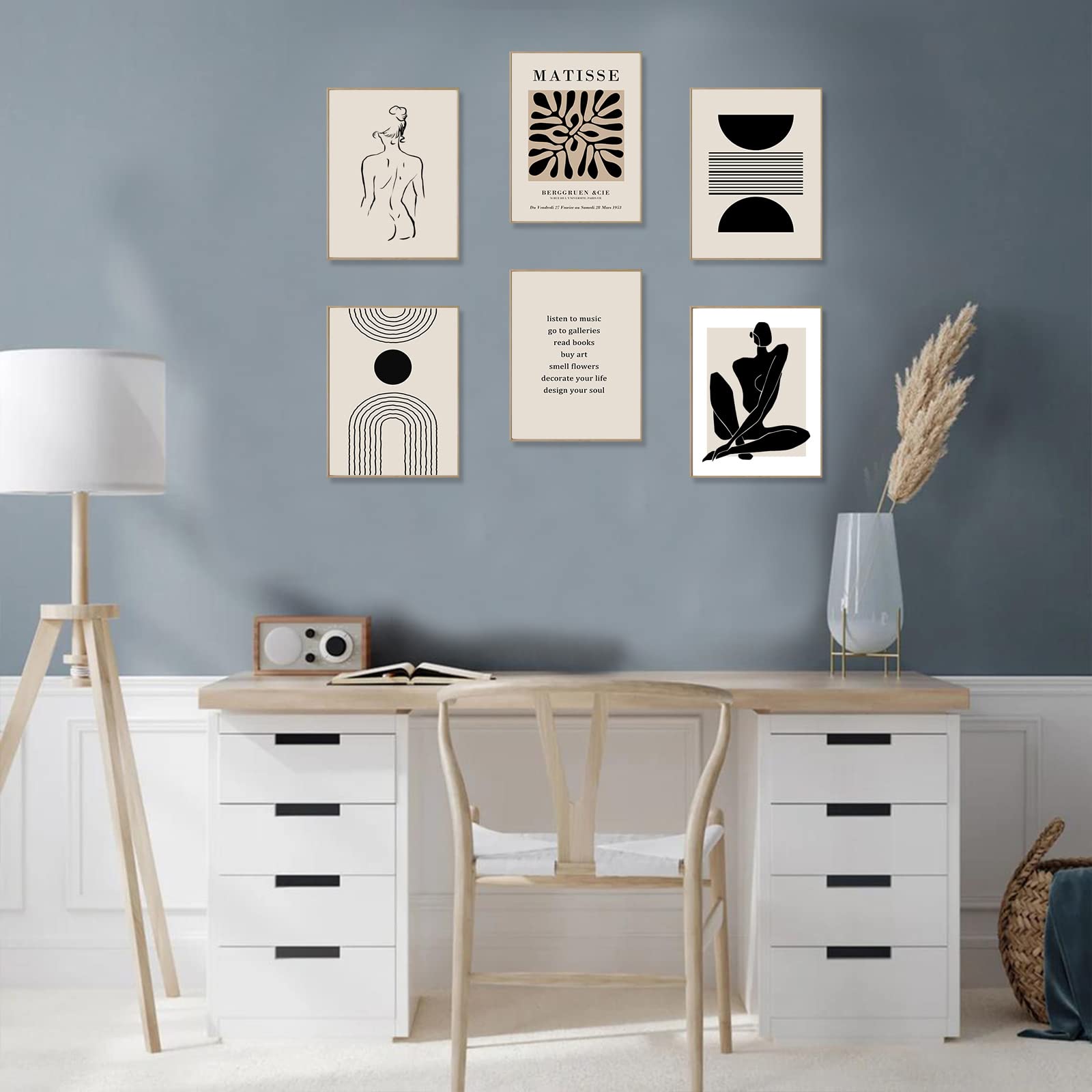 Matisse Wall Art Prints  Abstract Matisse Wall Art Exhibition Posters  Black Beige Women Body Line Art Leaf Boho Art Prints  Canvas Matisse Paintings Pictures for Aesthetic Room  Bedroom  Living Room Wall Decor(8x10inch  Unframed)