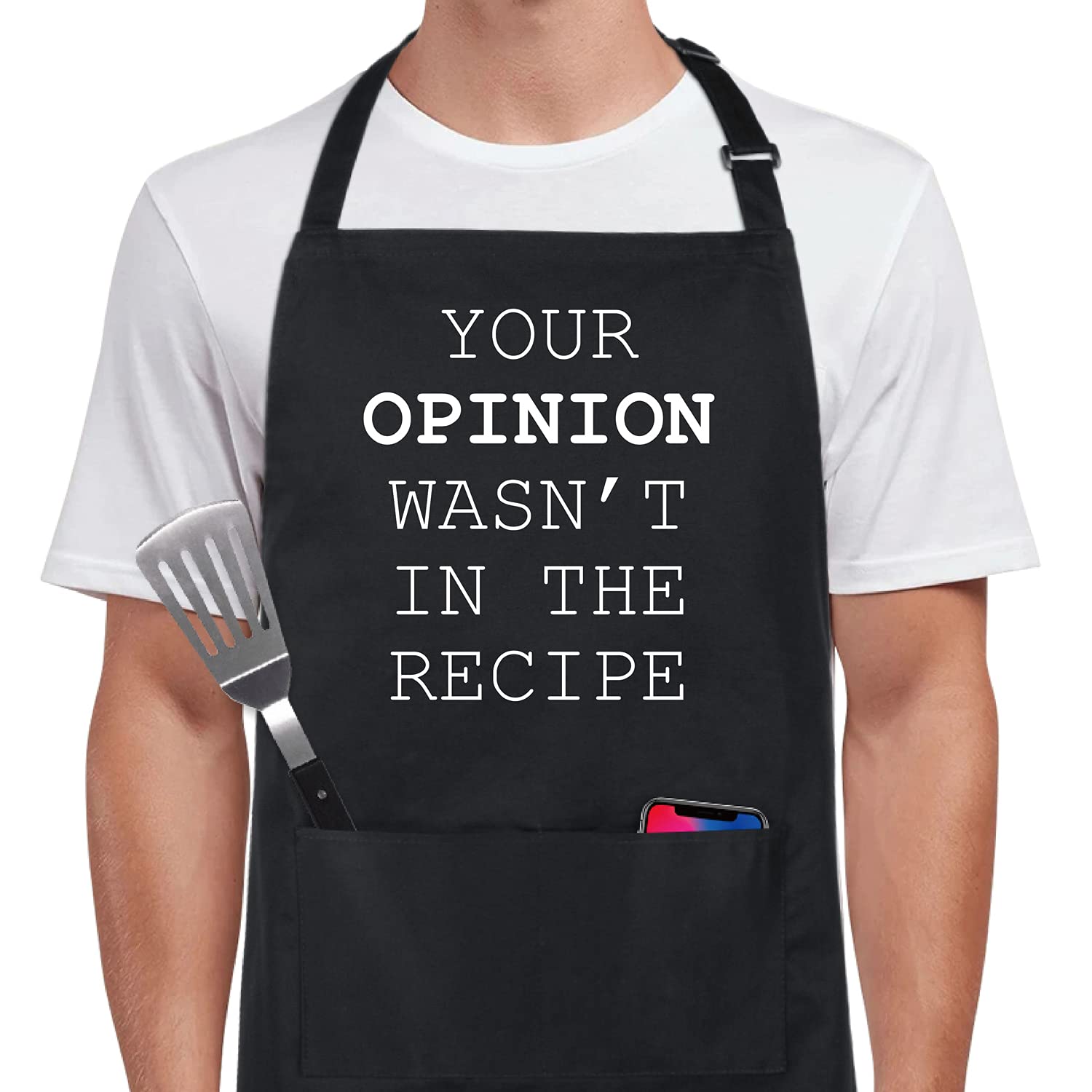 Xornis 100% Cotton Funny Apron Your Opinion Wasn'T In The Recipe With 2 Pockets Bbq Grill Cooking Adjustable Bib Aprons Gifts Fo