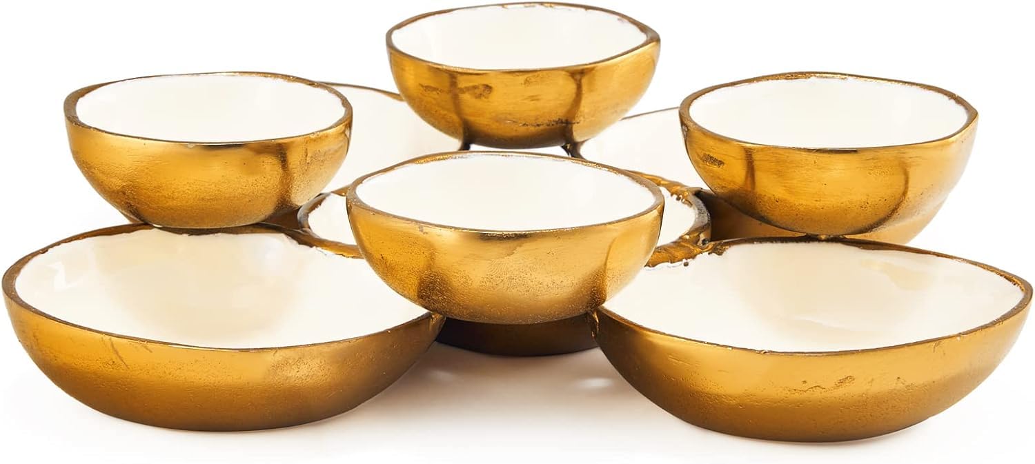 Cluster of 9 Round Serving Bowls Enamel Clusters Decorative Elegant Snack Tray