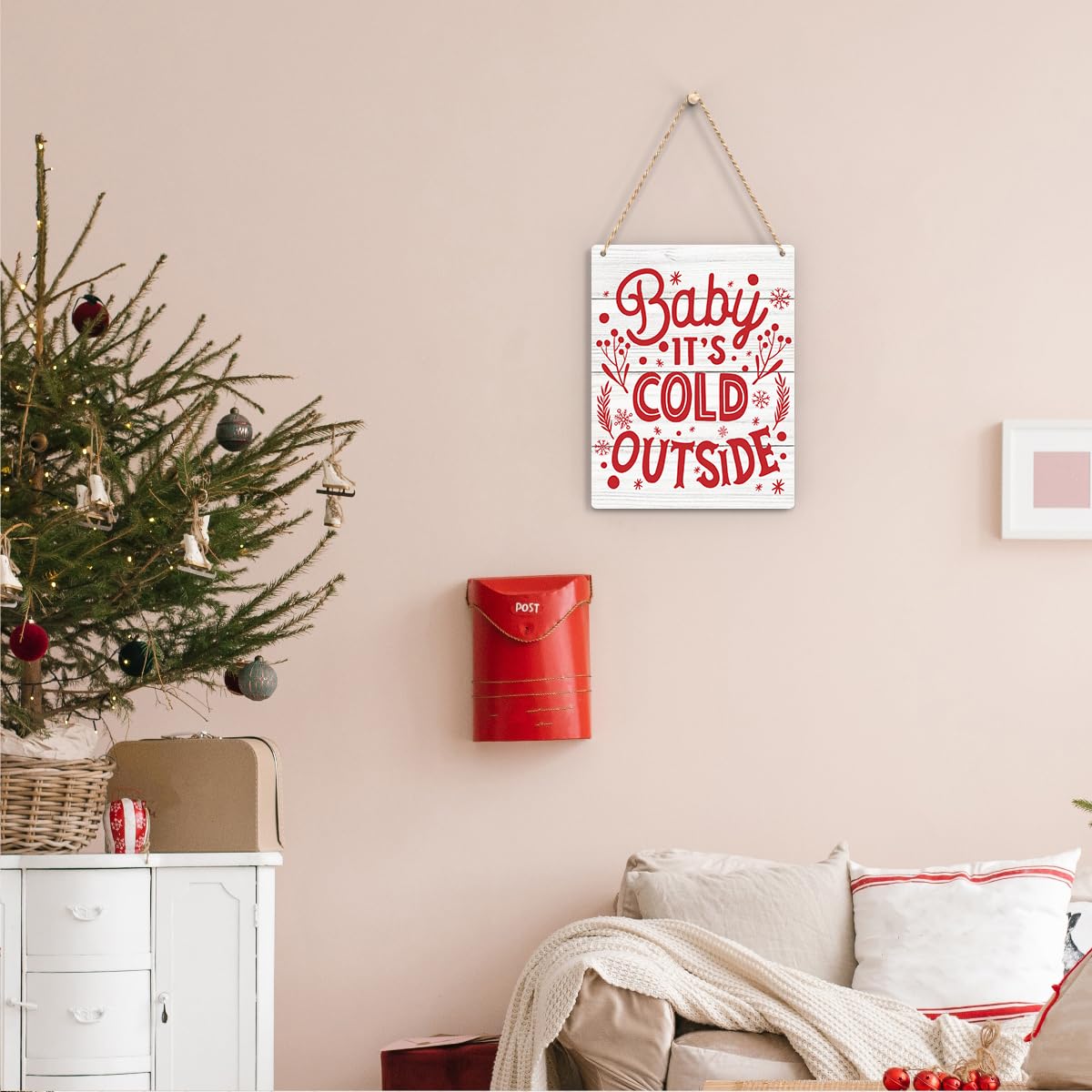 Gnomes Merry Christmas Wooden Sign Snowflake Winter Decoration Rustic Hanging Plaque Home Wall Art 8 x 10 Sign Wall Decor for Fa