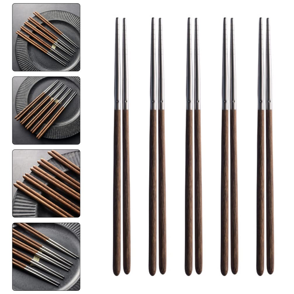 Metal Chopsticks 5 Pairs Sushi Chopsticks Sashimi Chopsticks Stainless Steel Japanese Chopsticks With Wood Handle Chef Tradition