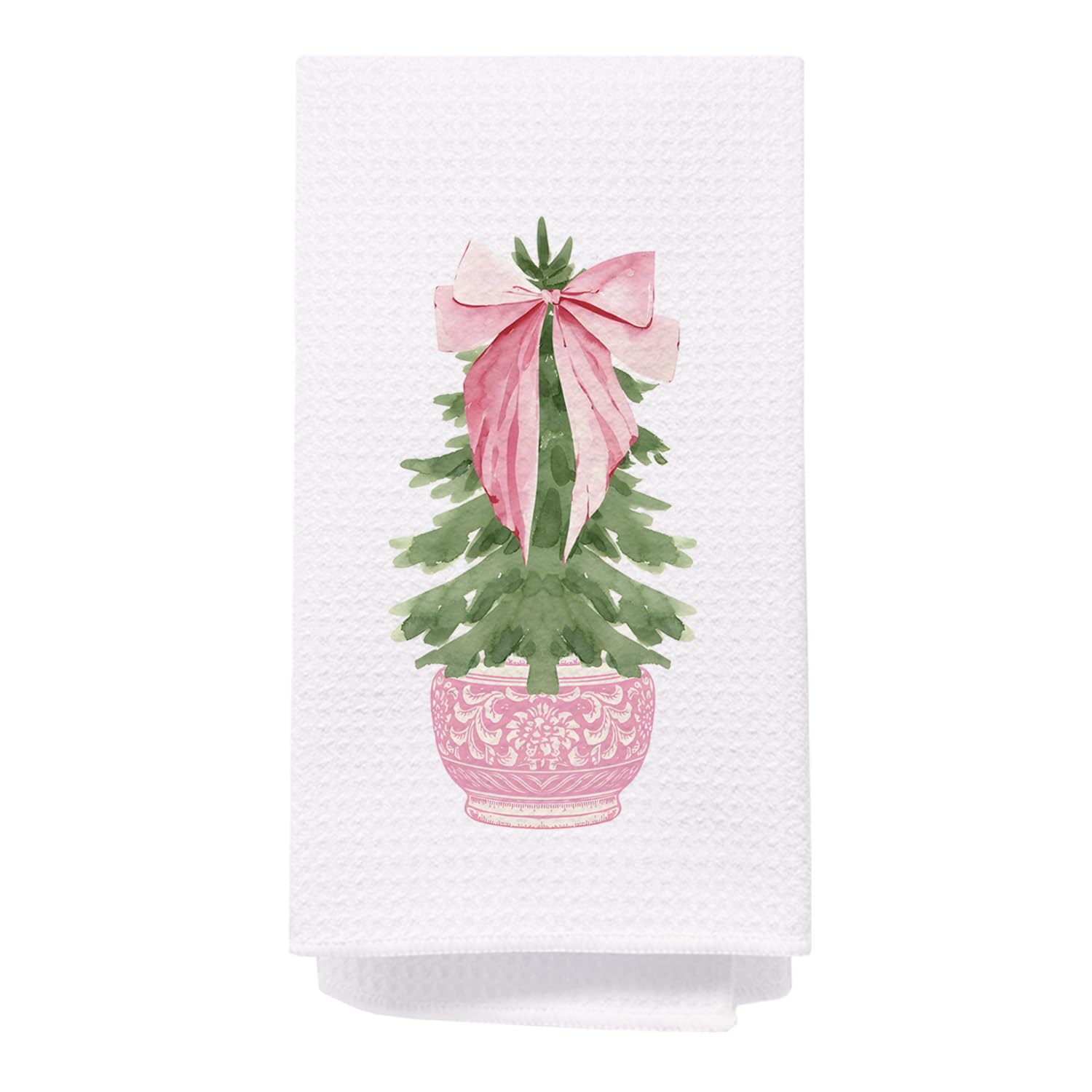 Spbl&L Pink Chinoiserie Kitchen Towels, Pink Bow Coquette Dish Towels For Kitchen Bathroom, Pink Hand Towels For Bathroom Kitche