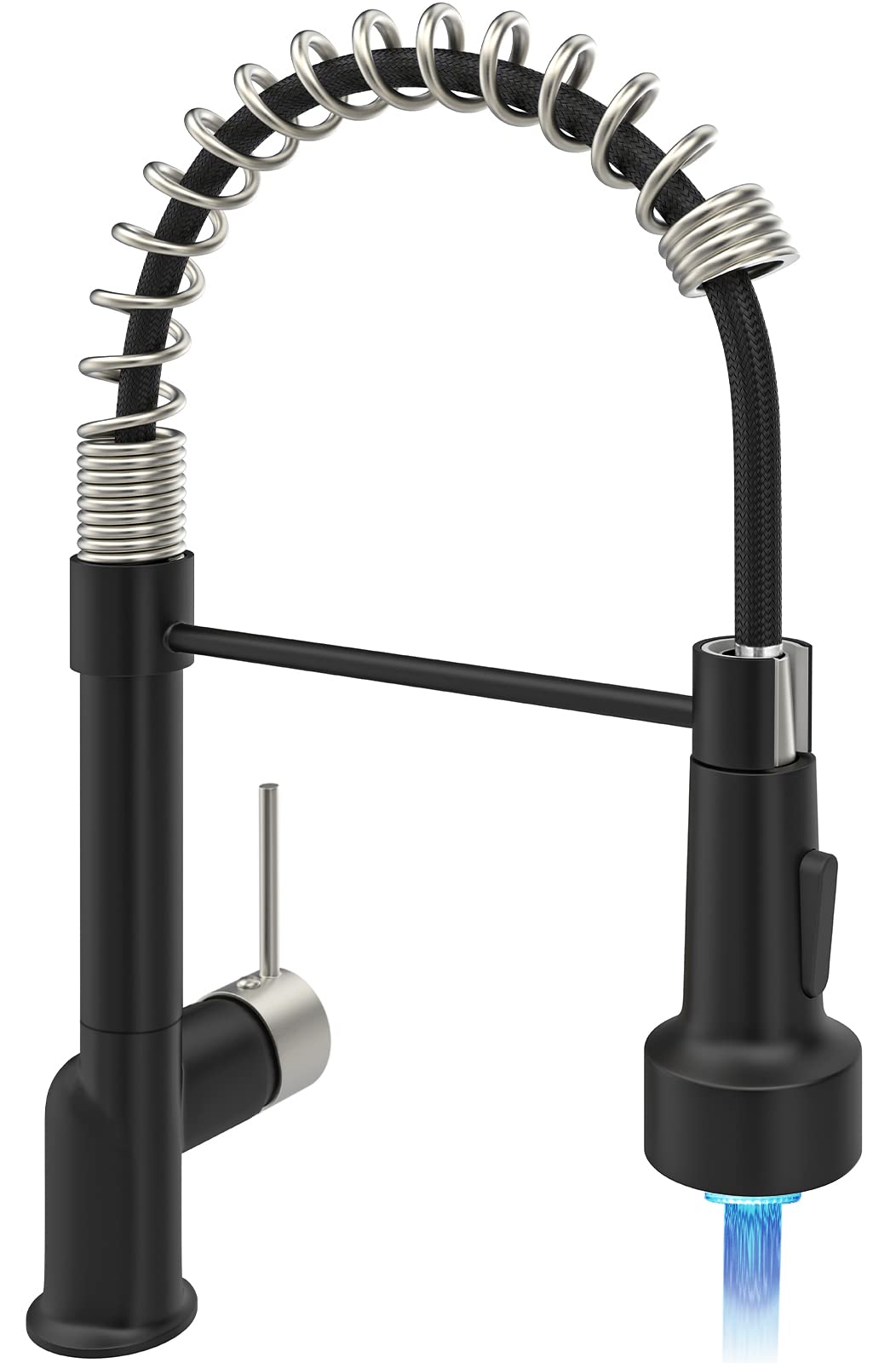 Gimili Brushed Nickel And Black Kitchen Faucet With Pull Down Sprayer Single Handle Led Kitchen Sink Faucet