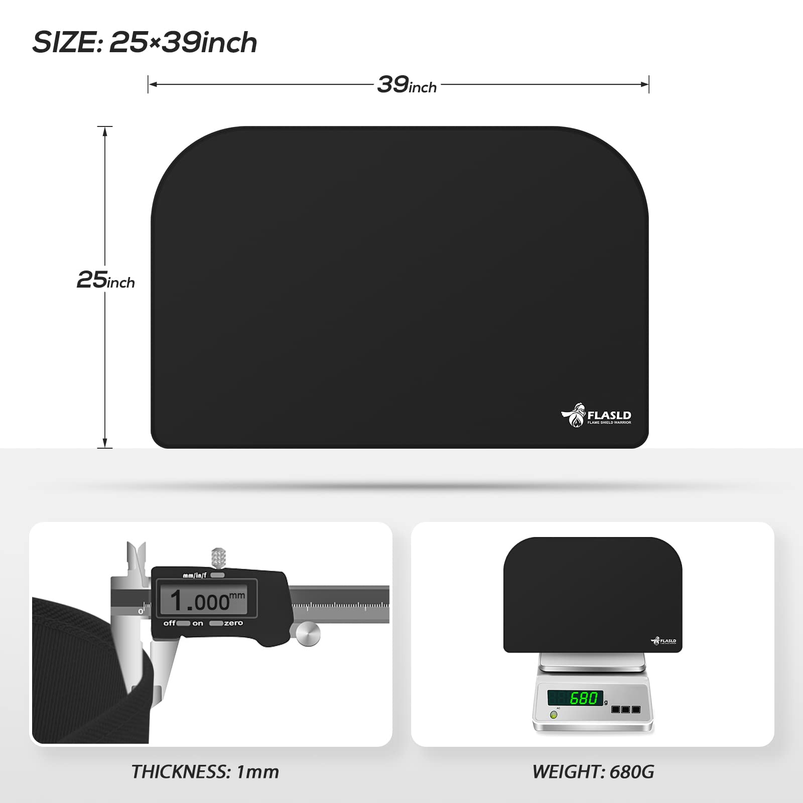 Flasld Fireproof Indoor Fireplace Mat, Outdoor Flame-Resistant Pad Fiberglass Rug For Hearth And Chiminea, Ember Protection Mat