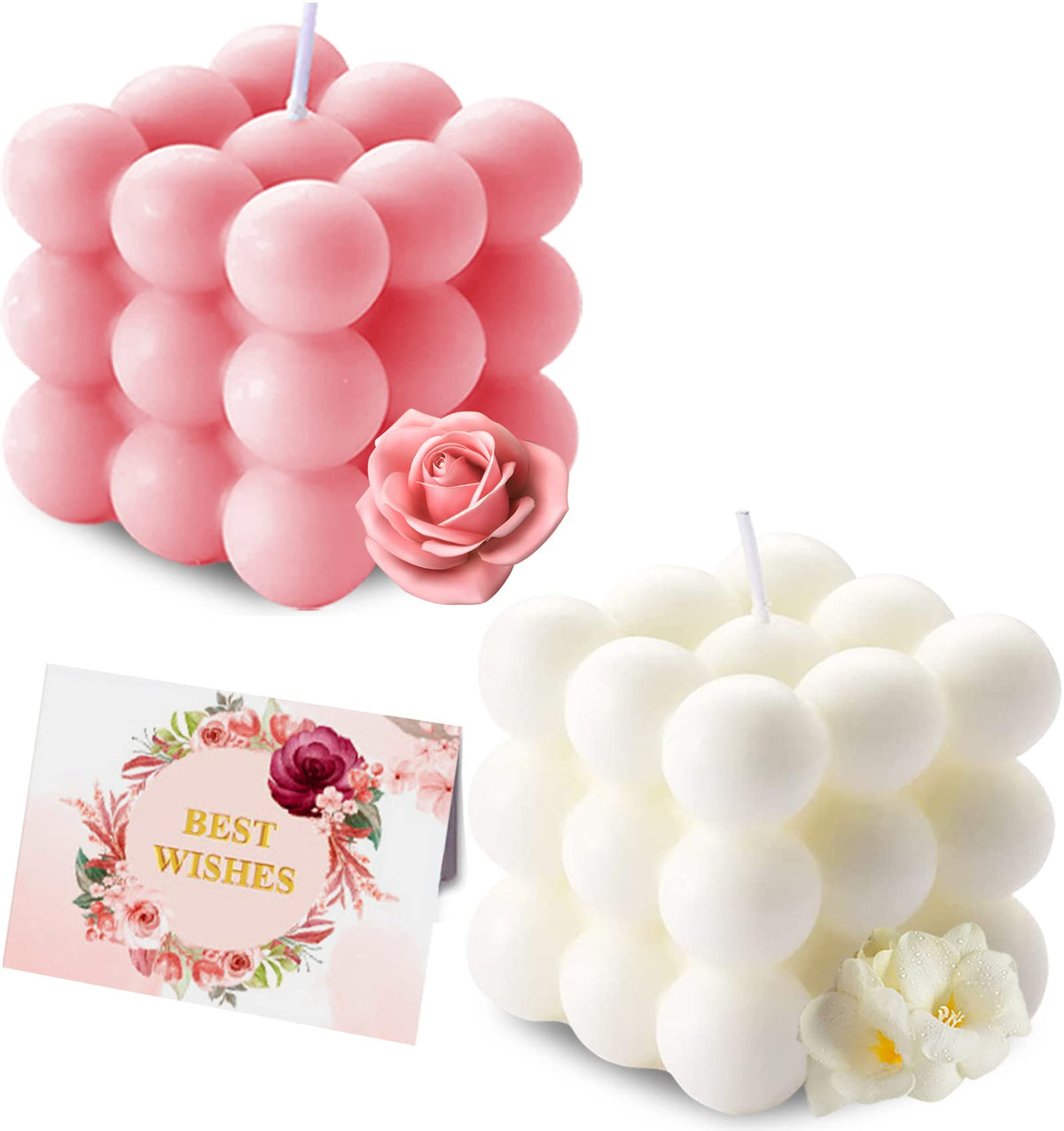 Aokala Scented Bubble Candles Gifts Set for Women, Large Candles for Home Decor Scented, 2 x 5.4 oz Soy Wax Aromatherapy Candles