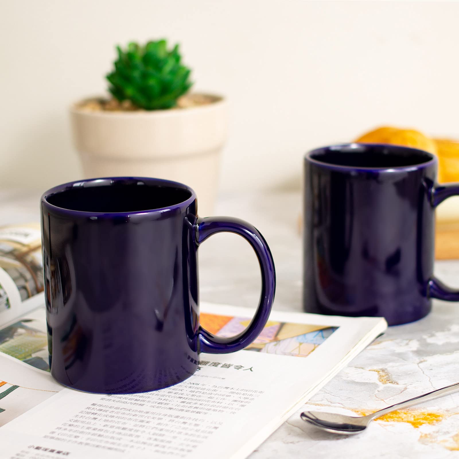 Bycnzb 12Oz Coffee Mug Set Of 6 Coffee Mugs For Coffee, Tea, Cocoa, Milk(Cobalto)