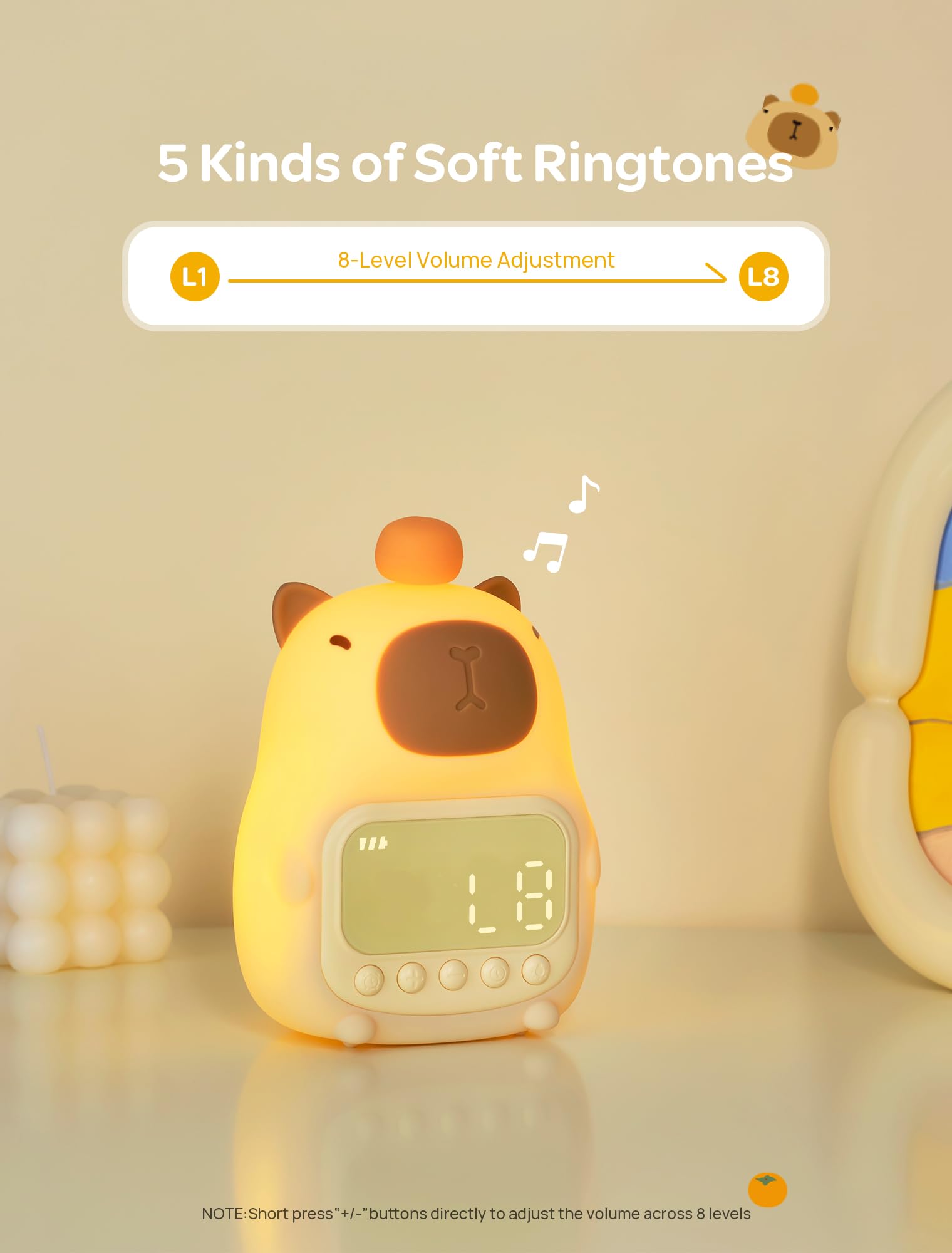MASHI Capybara Alarm Clock with Night Light, ok to Wake Clock for Kids, Christmas Kids Alarm Clock, Snooze, Toddler Sleep Traini