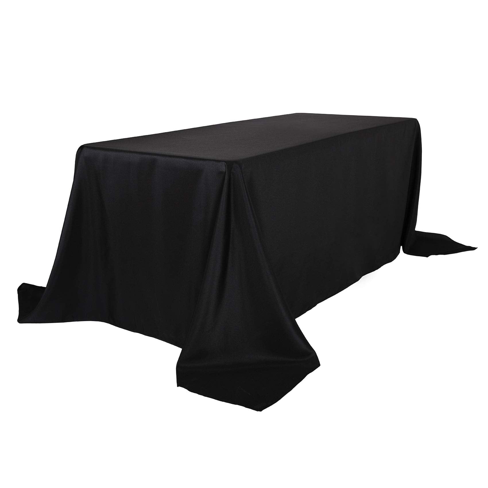 Ascoza 12Pack 90X132 Inch Black Rectangular Tablecloth 8 Feet Table Cloth In Polyester Fabric For Wedding/Banquet/Restaurant/Par