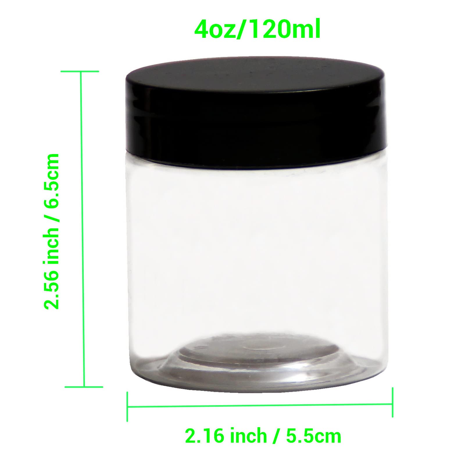 12 Pack 4 Oz Plastic Jars,Wide-Mouth Clear Storage Containers With Black Lids, Empty Round Clear Plastic Jars With Lids And Labe