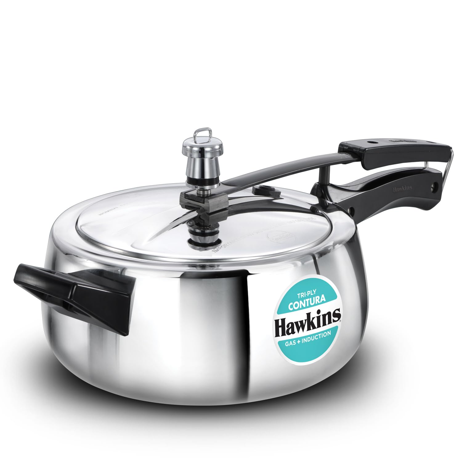 Hawkins 3.5 Litre Triply Contura Pressure Cooker, Triply Stainless Steel Induction & Contura Shaped Cooker, Silver (Sstco35)