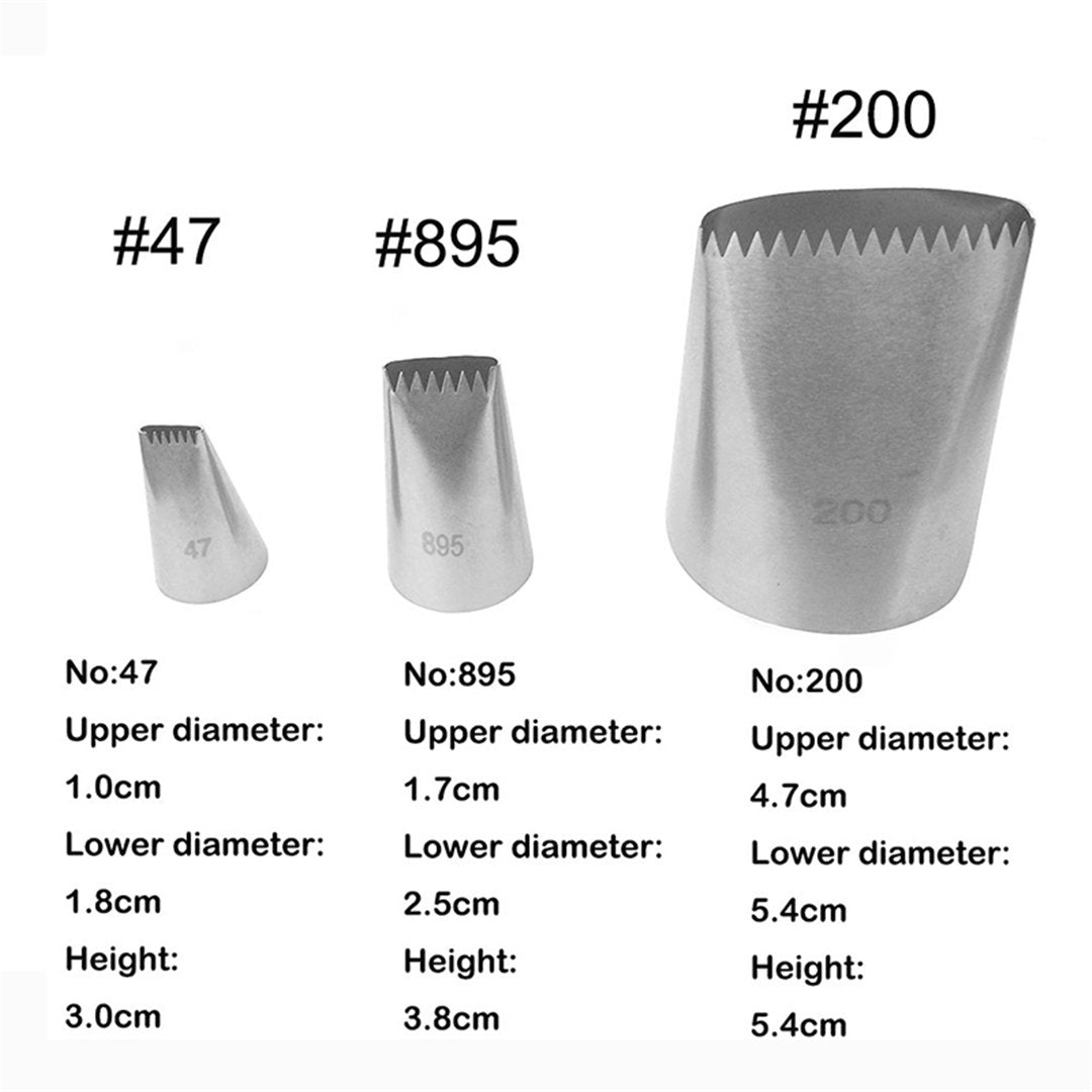 Fantasyday 3-Piece Stainless Steel Piping Tips Piping Nozzles Cake Cookies Cupcake Icing Decorating Supplies Decorating Kits Fro