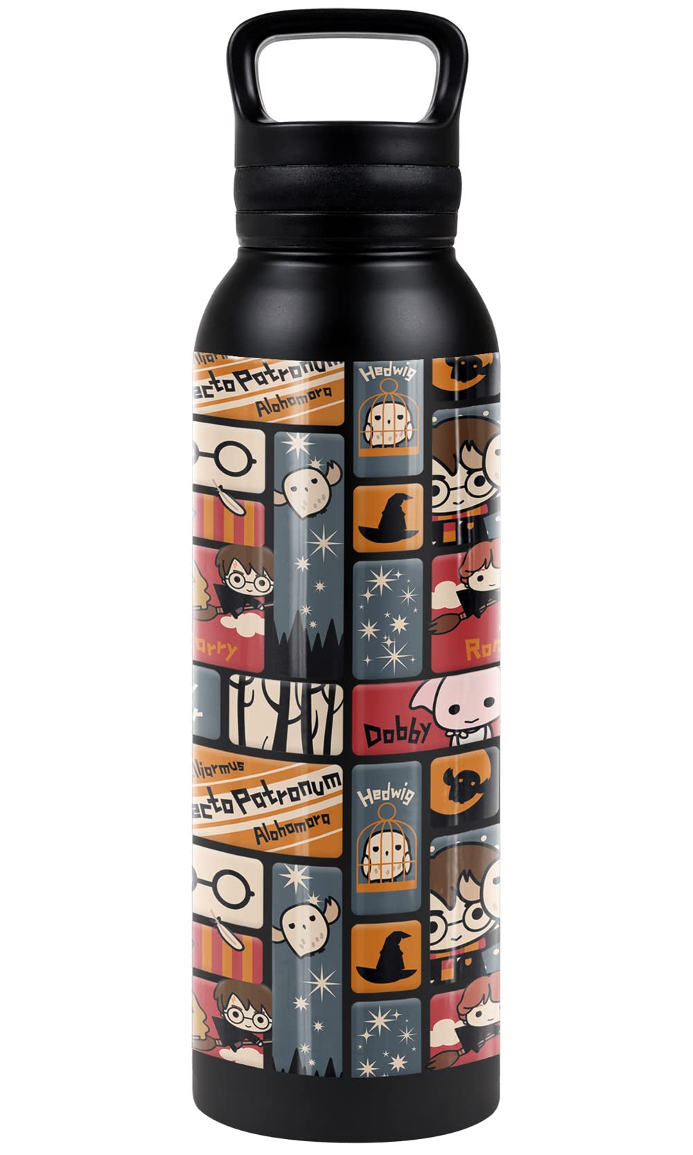 Harry Potter Official Cute Chibi Pattern 24 Oz Insulated Canteen Water Bottle, Leak Resistant, Vacuum Insulated Stainless Steel
