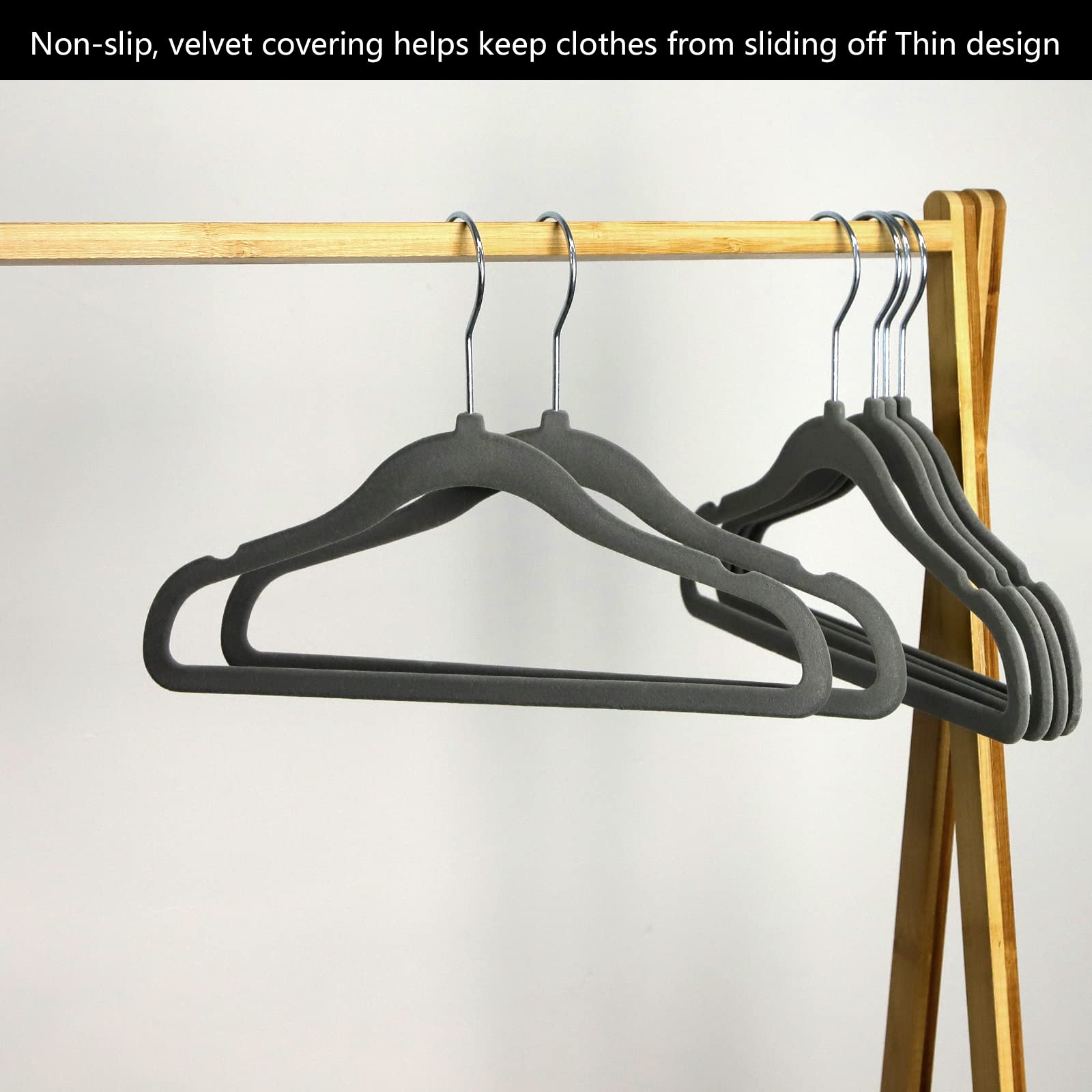 Goodtou Kids Hangers 50 Pack Velvet Baby Hangers 11'' Toddler Infant Hangers For Nursery Drak Grey