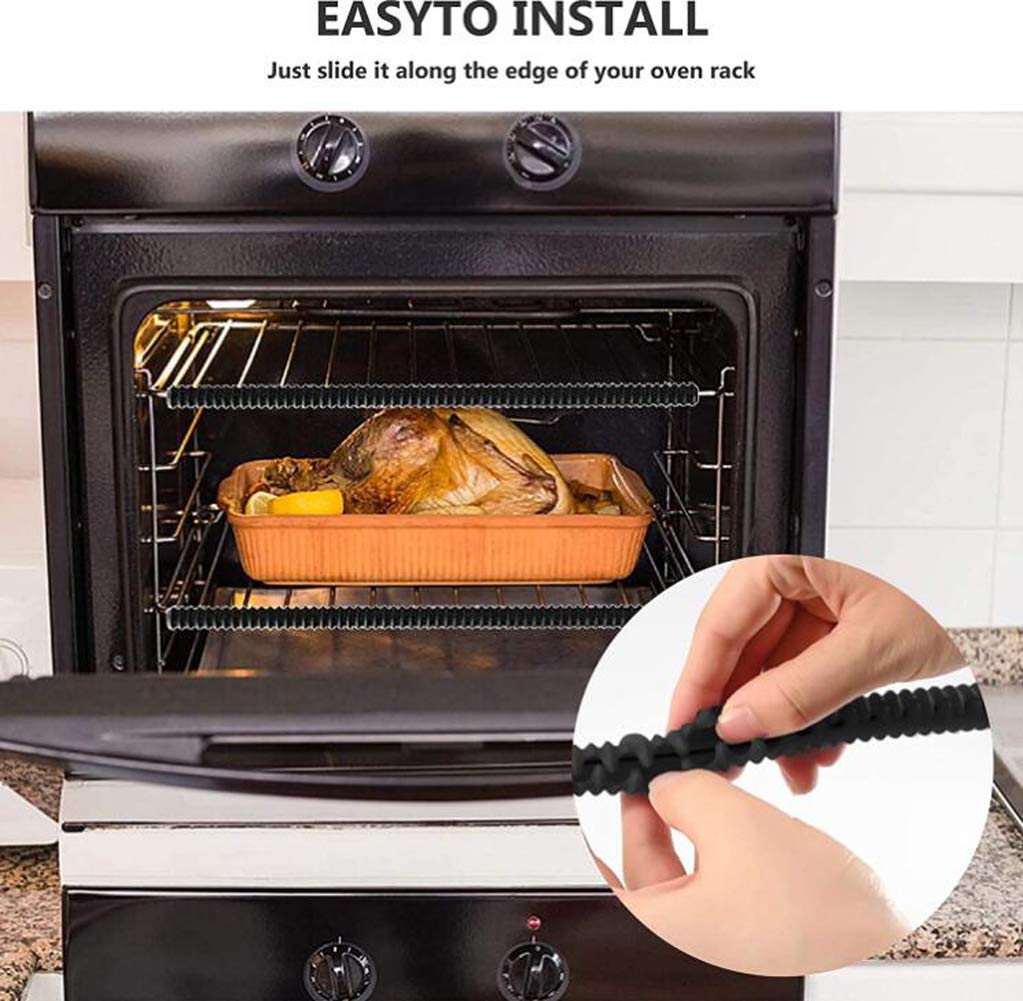 Ericotry 4Pcs Black Oven Rack Edge Covers Silicone Heat Resistant Oven Rack Guard Oven Cooker Shelf Protector Against Burns And
