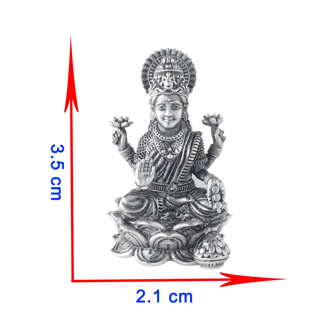Prd Caratcafe Silver Laxmi Murti For Car Dashboard, Home & Office Use Made In Pure 925 Solid Chandi Metal Idol Of Maa Lakshmi. A