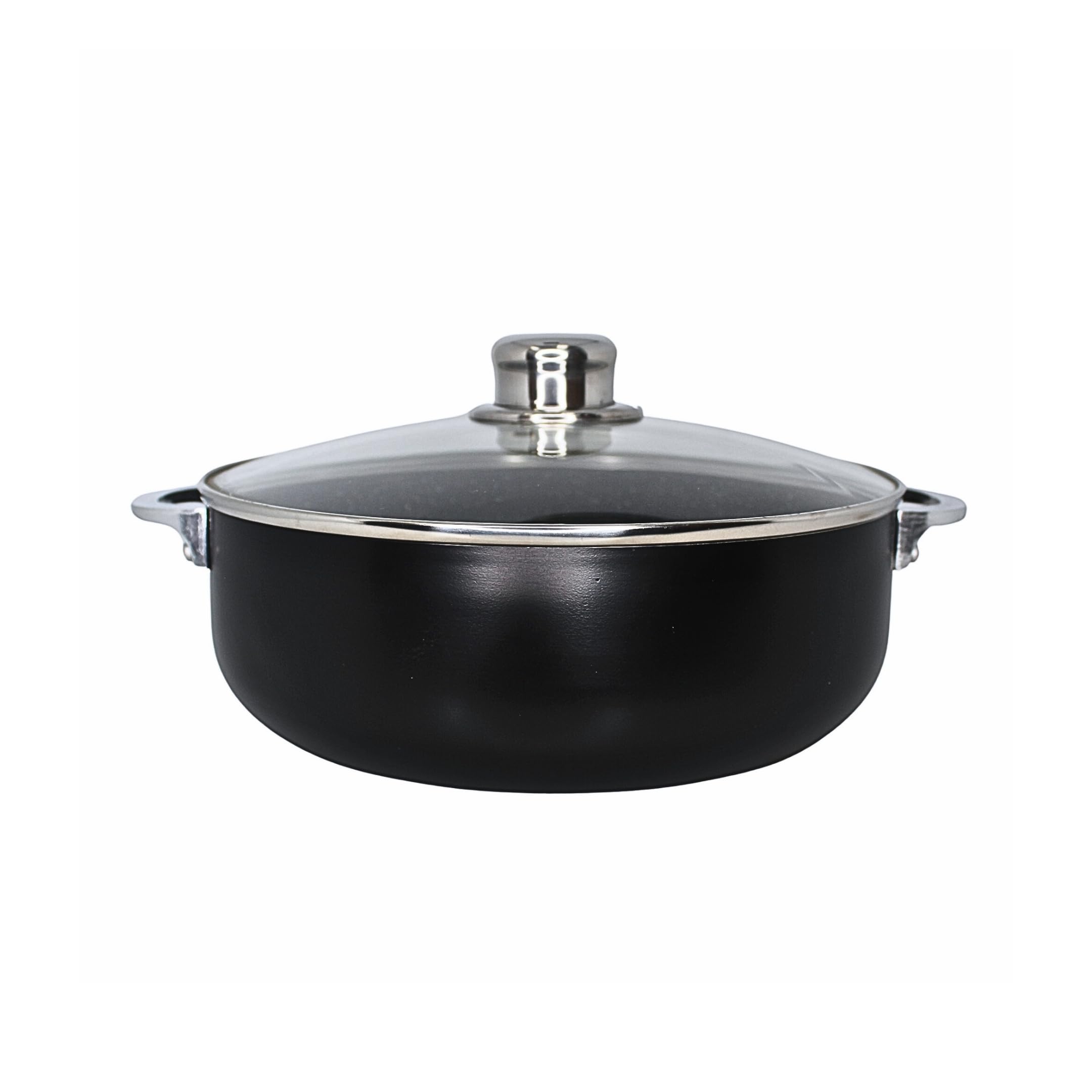 IMUSA 4.4Qt Bistro Ceramic Nonstick Caldero/Dutch Oven with Glass Lid, Black
