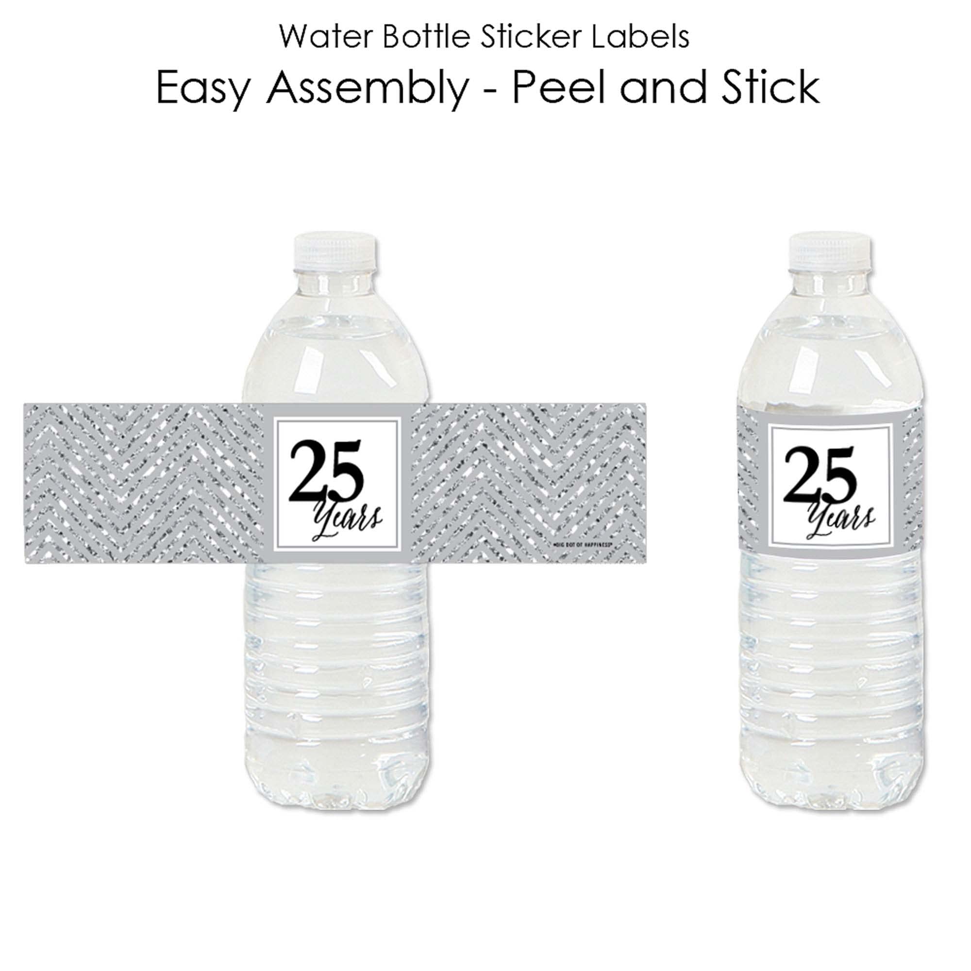 Big Dot Of Happiness We Still Do - 25Th Wedding Anniversary - Anniversary Party Water Bottle Sticker Labels - Set Of 20