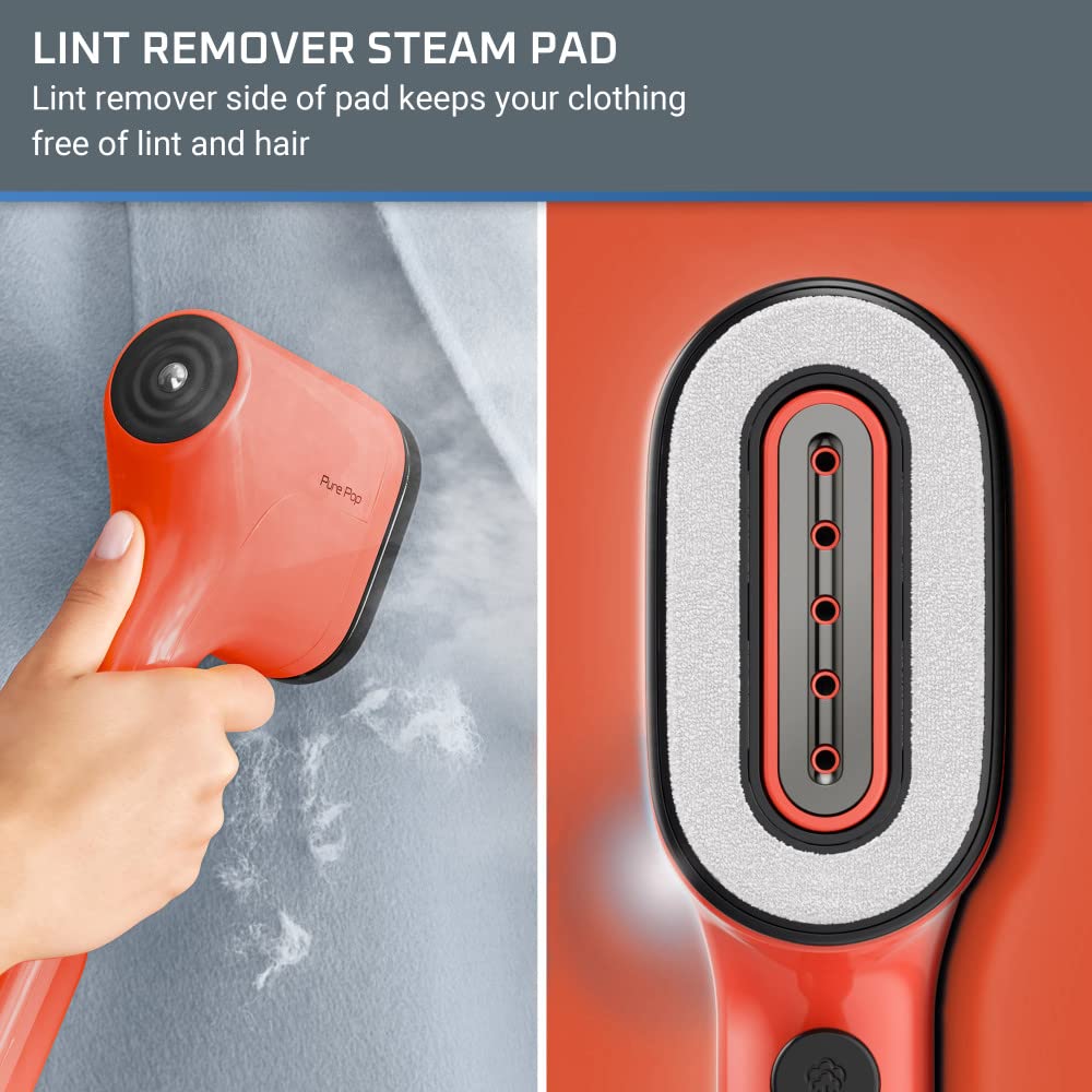 Rowenta, Steamer For Clothes, Purepop Handheld Steamer, 1.5Lbs, 15 Second Heatup, 2.3 Oz Capacity, 1150 Watts, Ironing, Red Clot