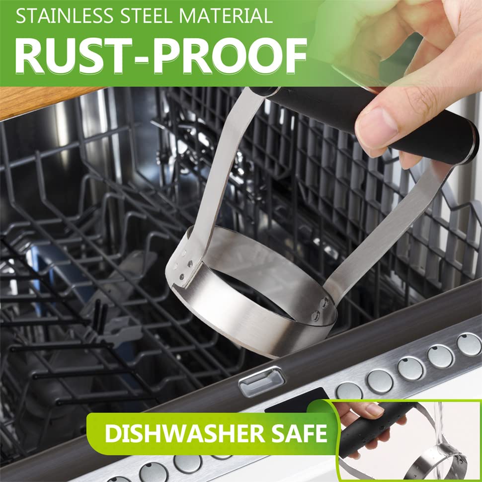 Hulisen Plain Edge Food Chopper, 3 Inch Manual Hand Chopper Dicer, Stainless Steel Round Handheld Food Cutter With Grip Handle,