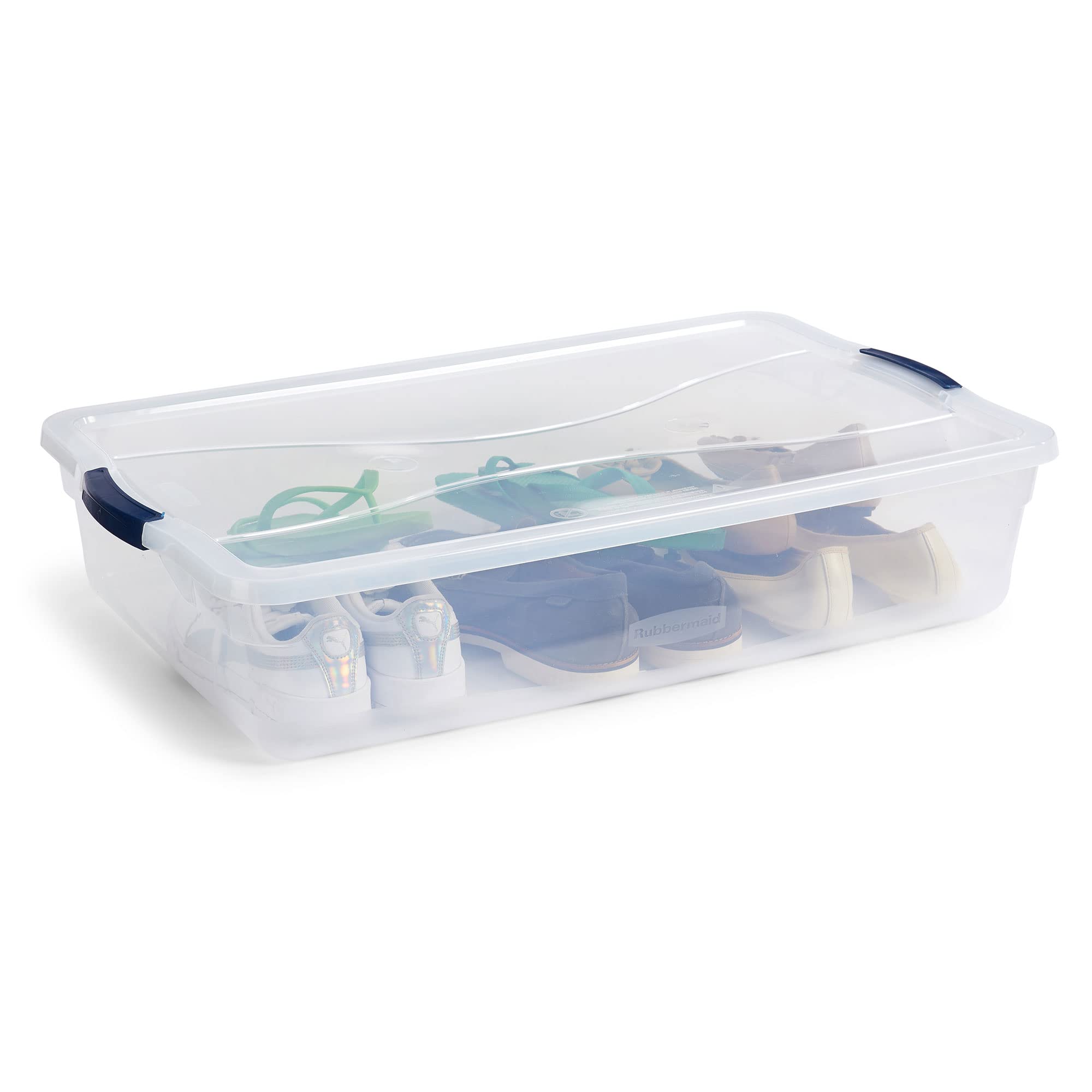 Rubbermaid Cleverstore Clear 41 Qt, 4-Pack, Made In Usa, Stackable Clear Storage Bins With Lids, See-Through Plastic Storage, Wi