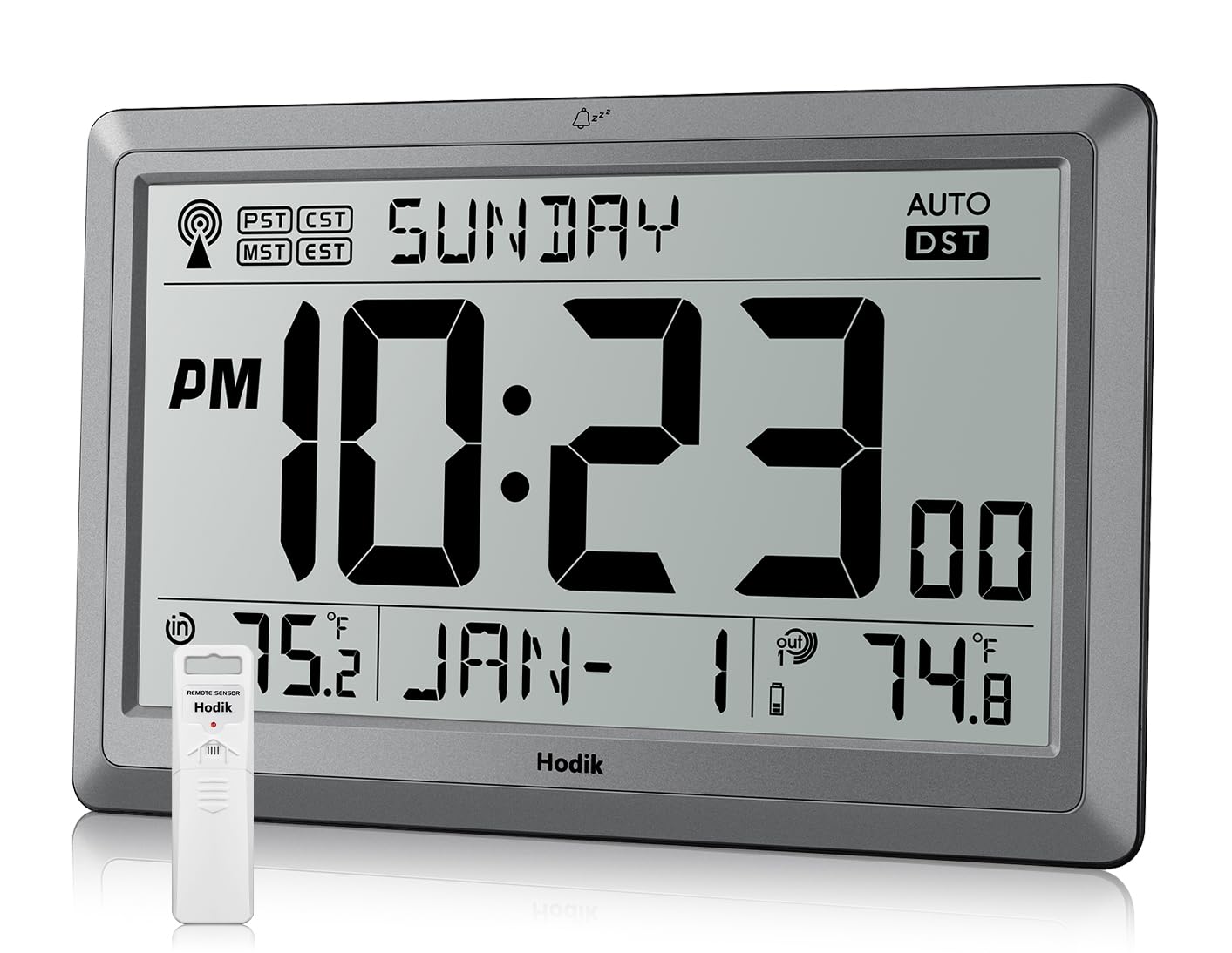 Wall Clock Atomic With Indoor Outdoor Temperature Battery Powered, Easy Reading With 10.5 Inch Large Lcd Display, 330Ft Range Ta