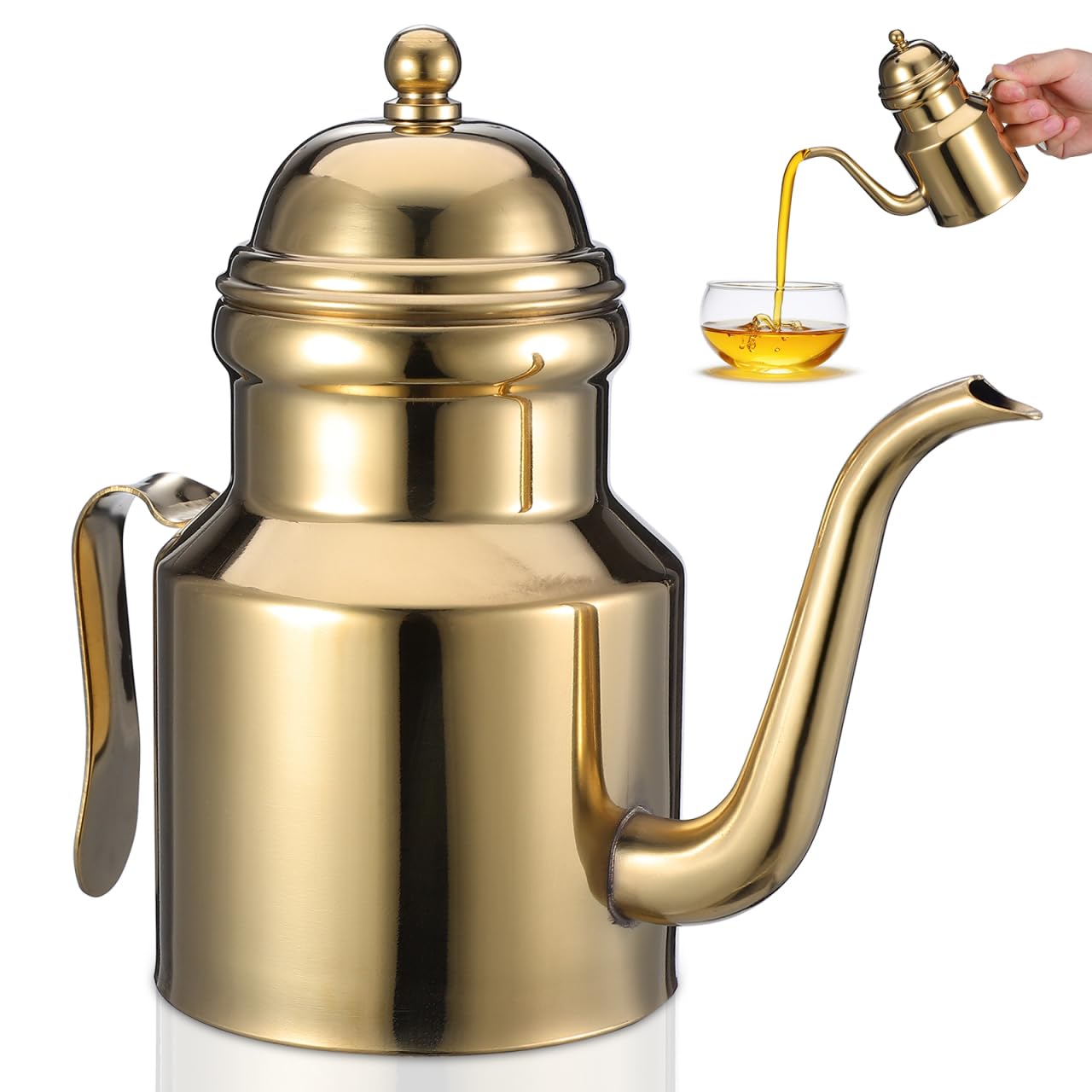 VICASKY 15oz Oil Dispenser with Handle and Spout, Stainless Steel Olive Oil Dispenser Bottle Vinegar Soy Sauce Can Container for