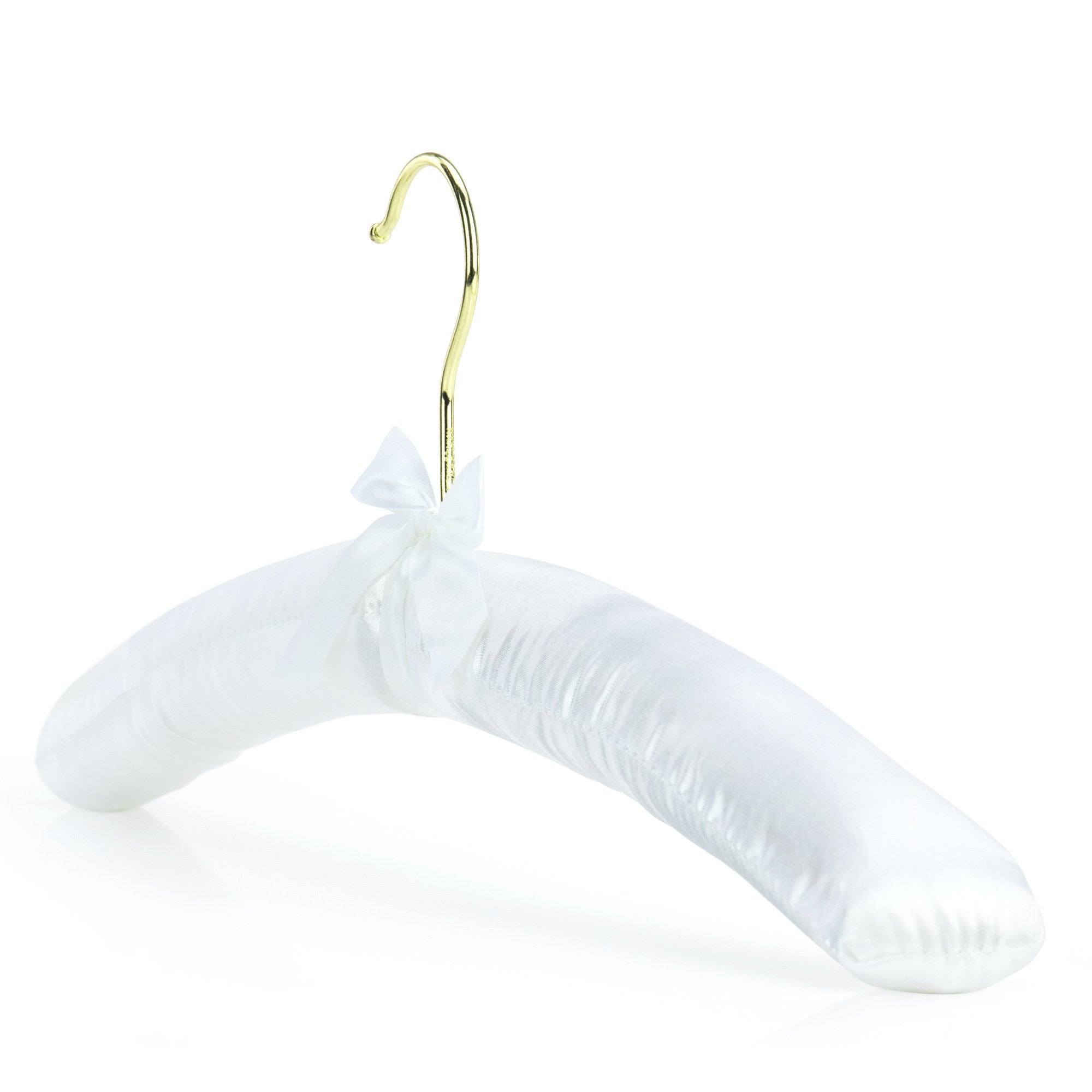 Hangerworld 5 White 17Inch Classic Satin Padded Hangers For Wedding Dress Non-Slip With Gilt Hook