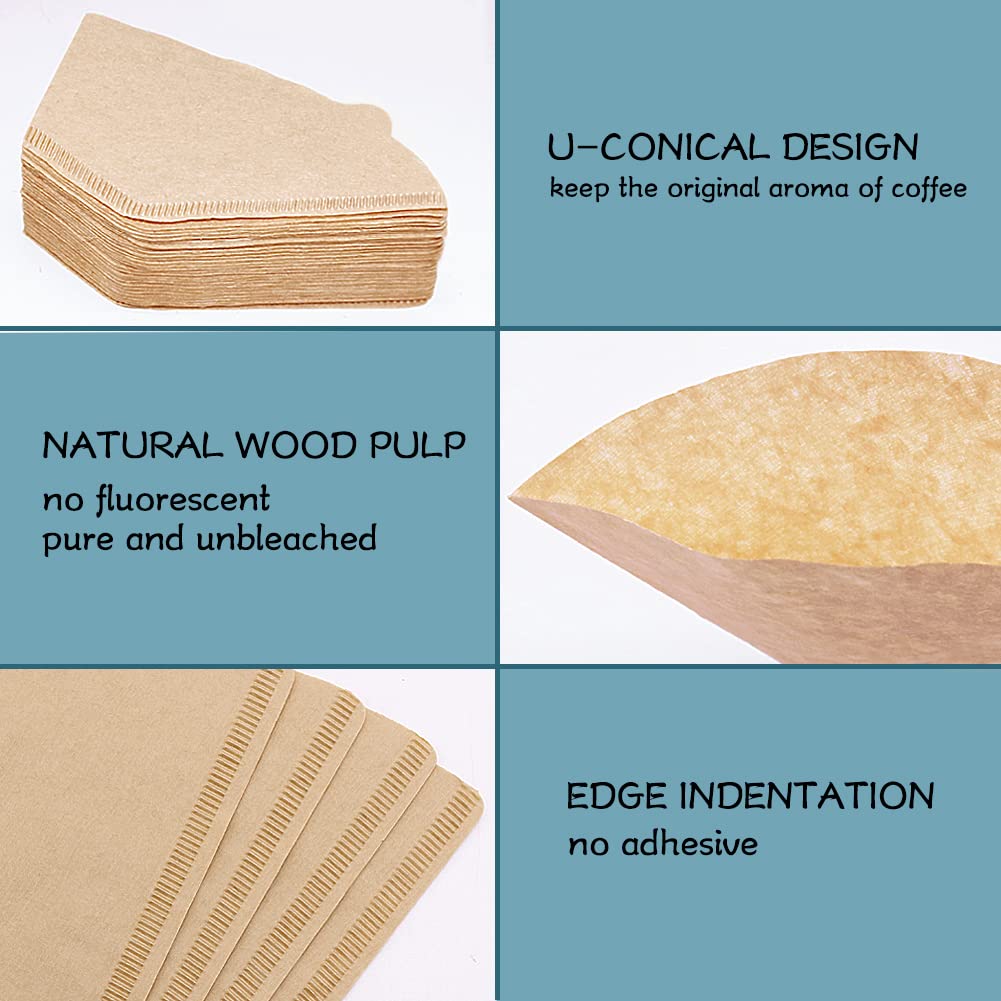 YQL #2 Cone Coffee Filter Coffee Filters 2 Cone Paper Unbleached Disposable Coffee Filters Fit for Drip Coffee Maker(200 Count)