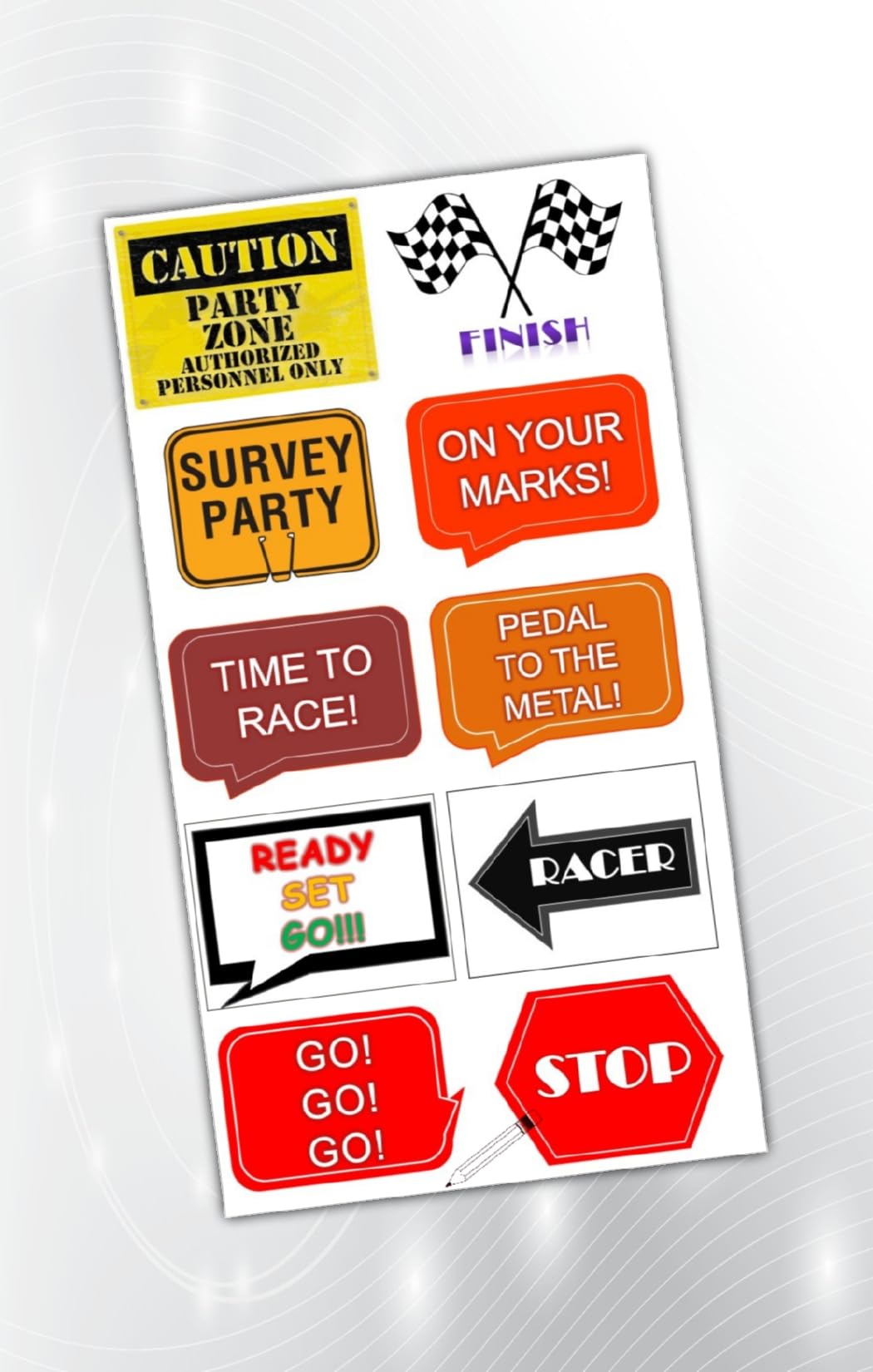 PartyStuff Car Theme Props  Car Props 2 (10 Cards)