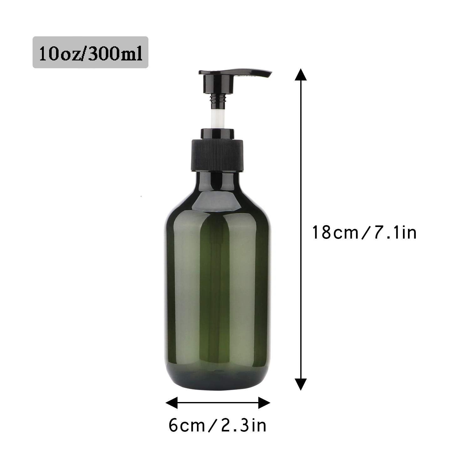 Sdoot Green Pump Bottle 2 Pack, 10Oz Shampoo Pump Bottle Plastic Pump Dispenser Bottle Squeeze Containers For Shampoo Lotion Bod