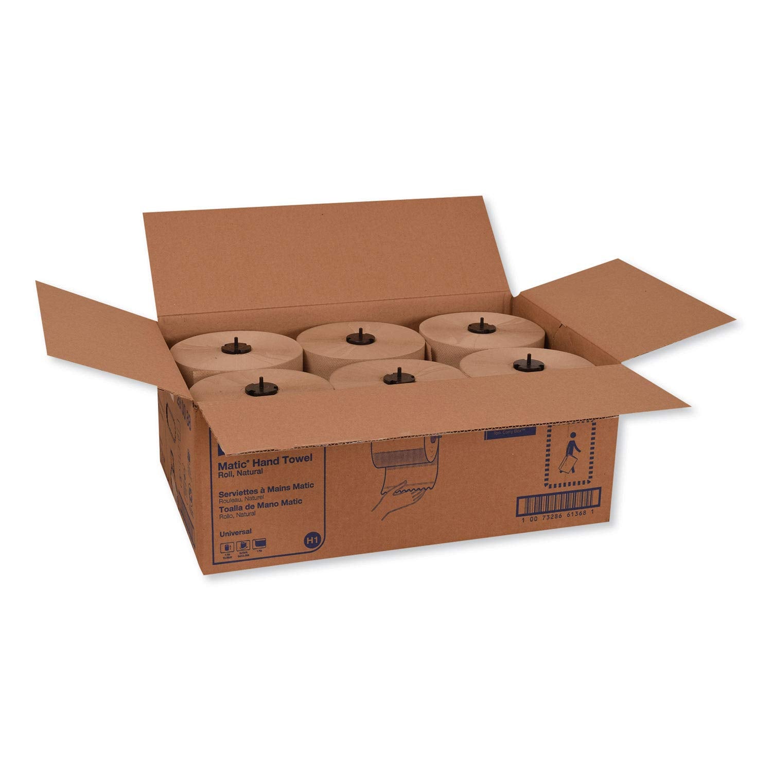 Tork 290088 Universal Single-Ply Hand Roll Towel, Natural, Pack Of 6