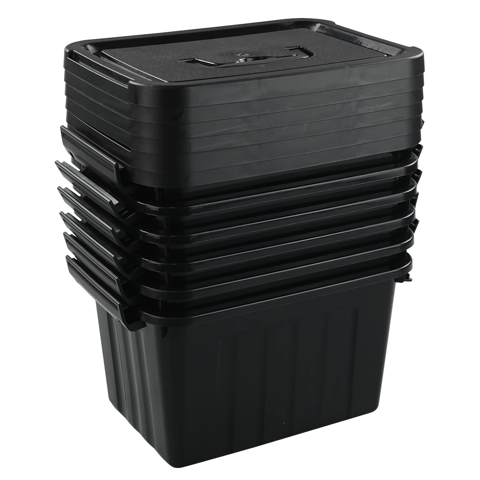 Parlynies Plastic Storage Container Bin With Secure Lid And Latching Buckles, 6 Pack, 7 Qt.
