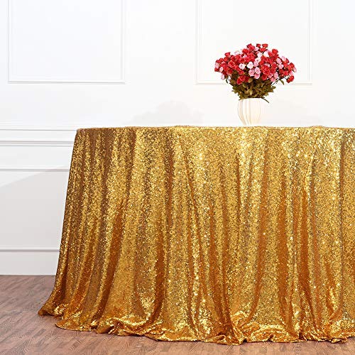 Eternal Beauty Sequin Tablecloth,Sparkly Table Cloth For Wedding Party, Christmas Decorations Round Glitter Tablecloth (120'', G