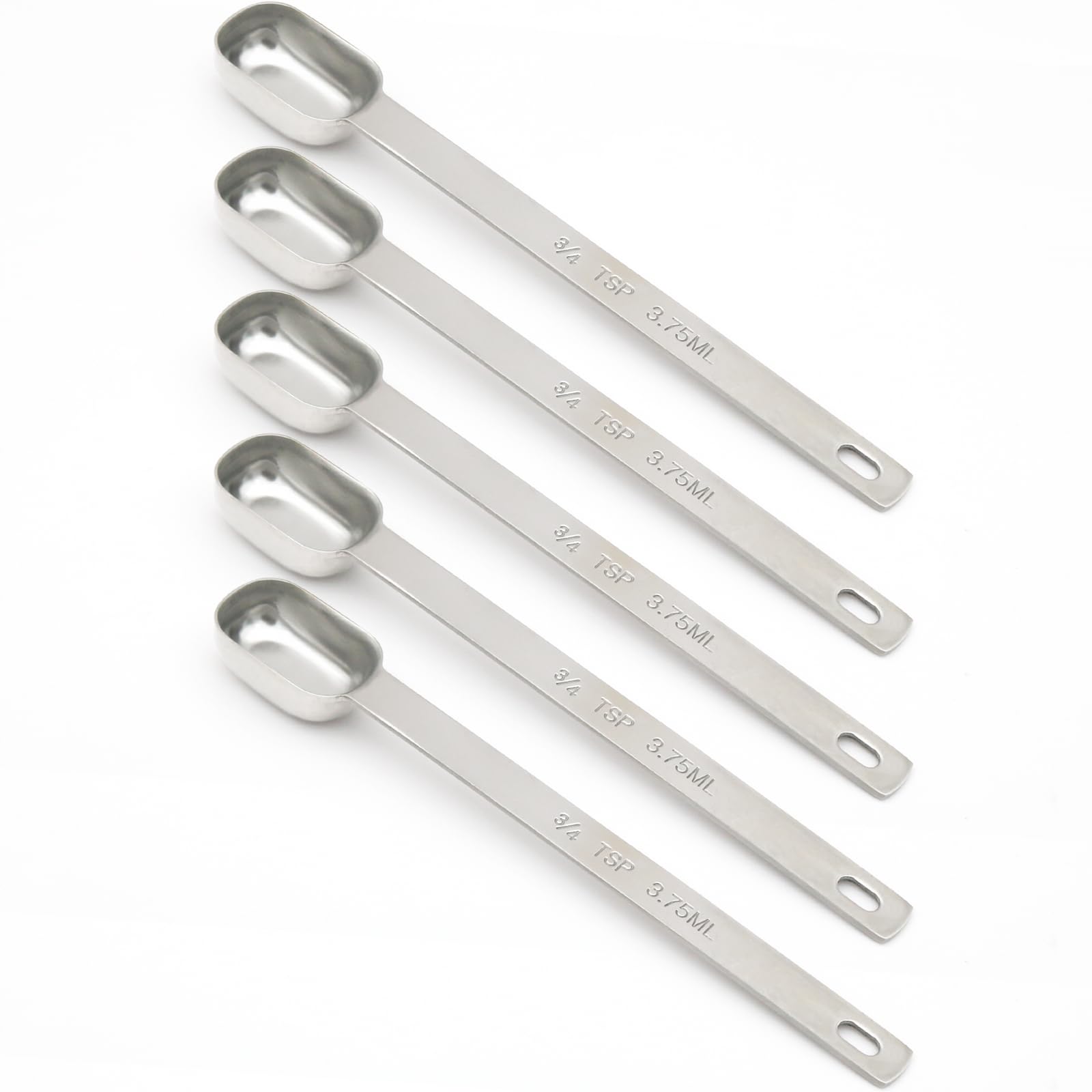 BERYLER 5PCS 3/4tsp (1/4tbsp, 3.75ml) Single Measuring Spoon, Stainless Steel Long Handle Individual Teaspoons Only