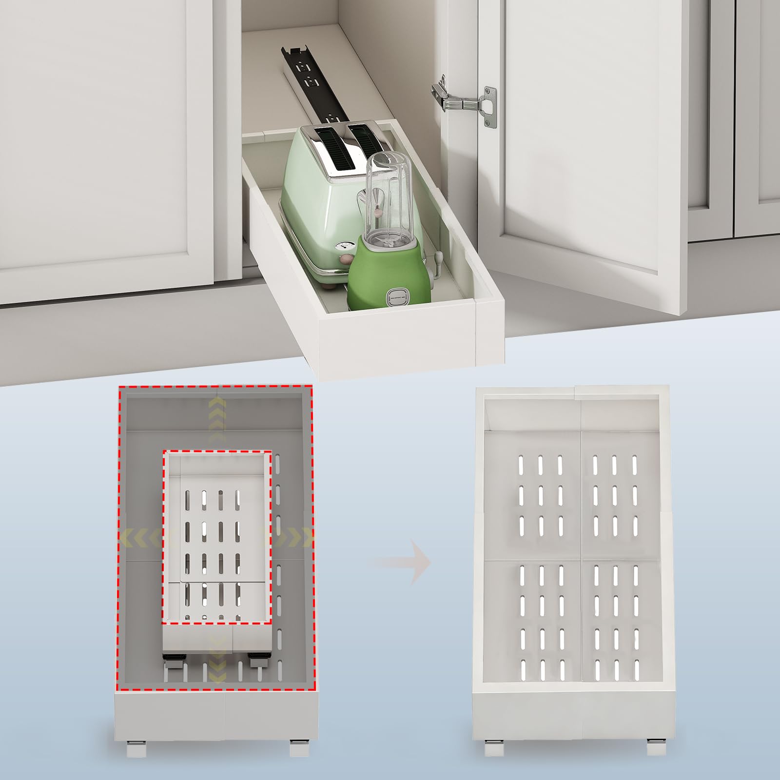 Pull out Cabinet Organizer,Expandable Width(7-11),Depth(17-24),Roll out Drawers,No Drill Adjustable Slide out Shelves for Kitche