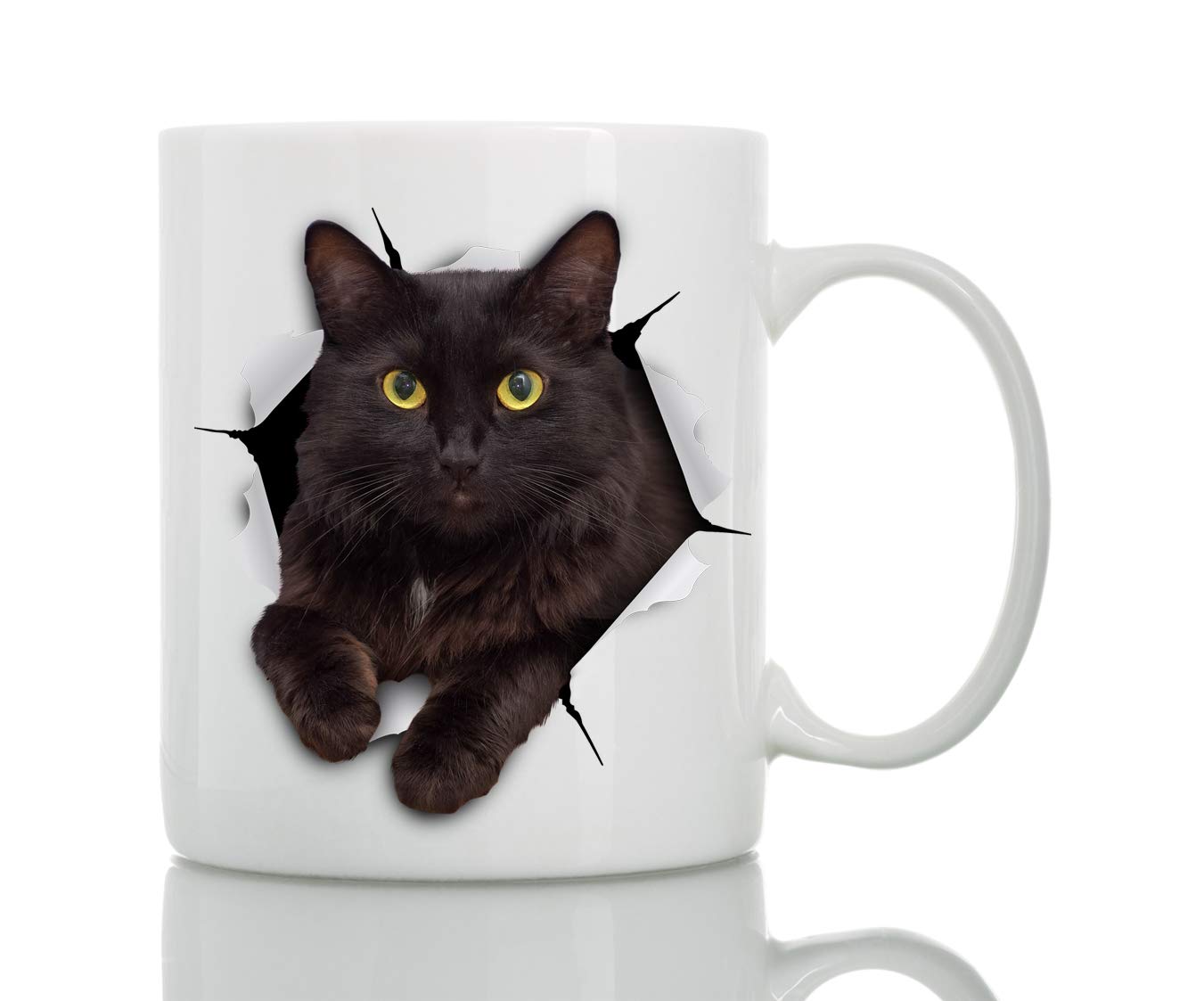 Black Cat Coffee Mug - Ceramic Funny Coffee Mug - Perfect Cat Lover Gift - Cute Cat Coffee Mugs Present - Great Birthday Or Chri