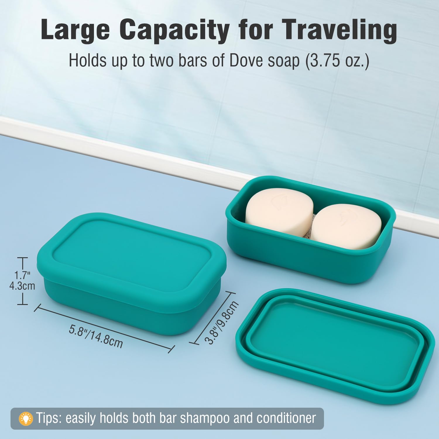 Enhanced Leak Proof Travel Soap Case, Aimaiaimai Silicone Soap Container With Draining Layer, Portable Bar Soap Holder For Bathr