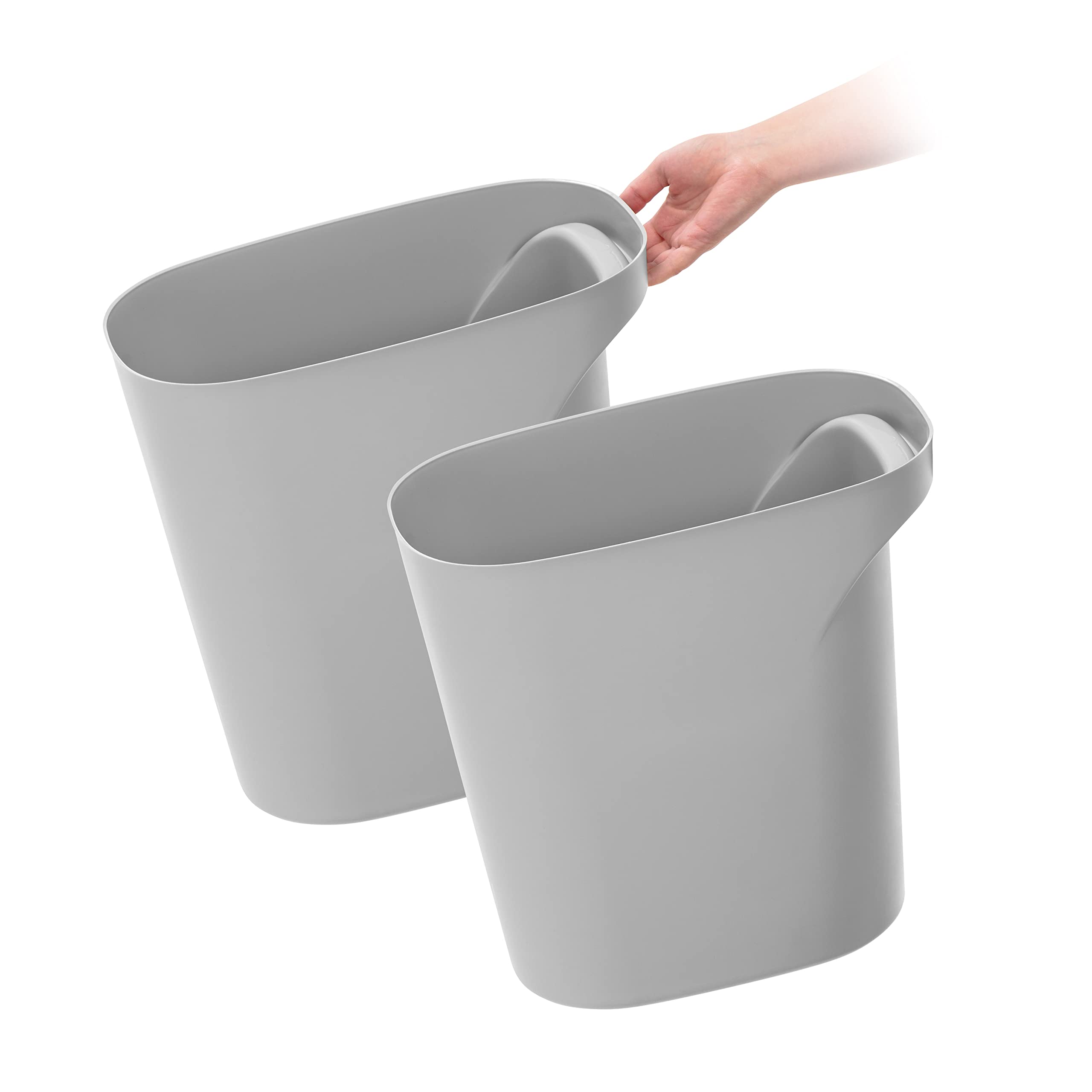 IRIS USA Small Trash Can Wastebasket with Handle, 6 Gallon / 24 Quart, 2-Pack, for Bathroom, Office, Bedroom, Under Sink, Kitche