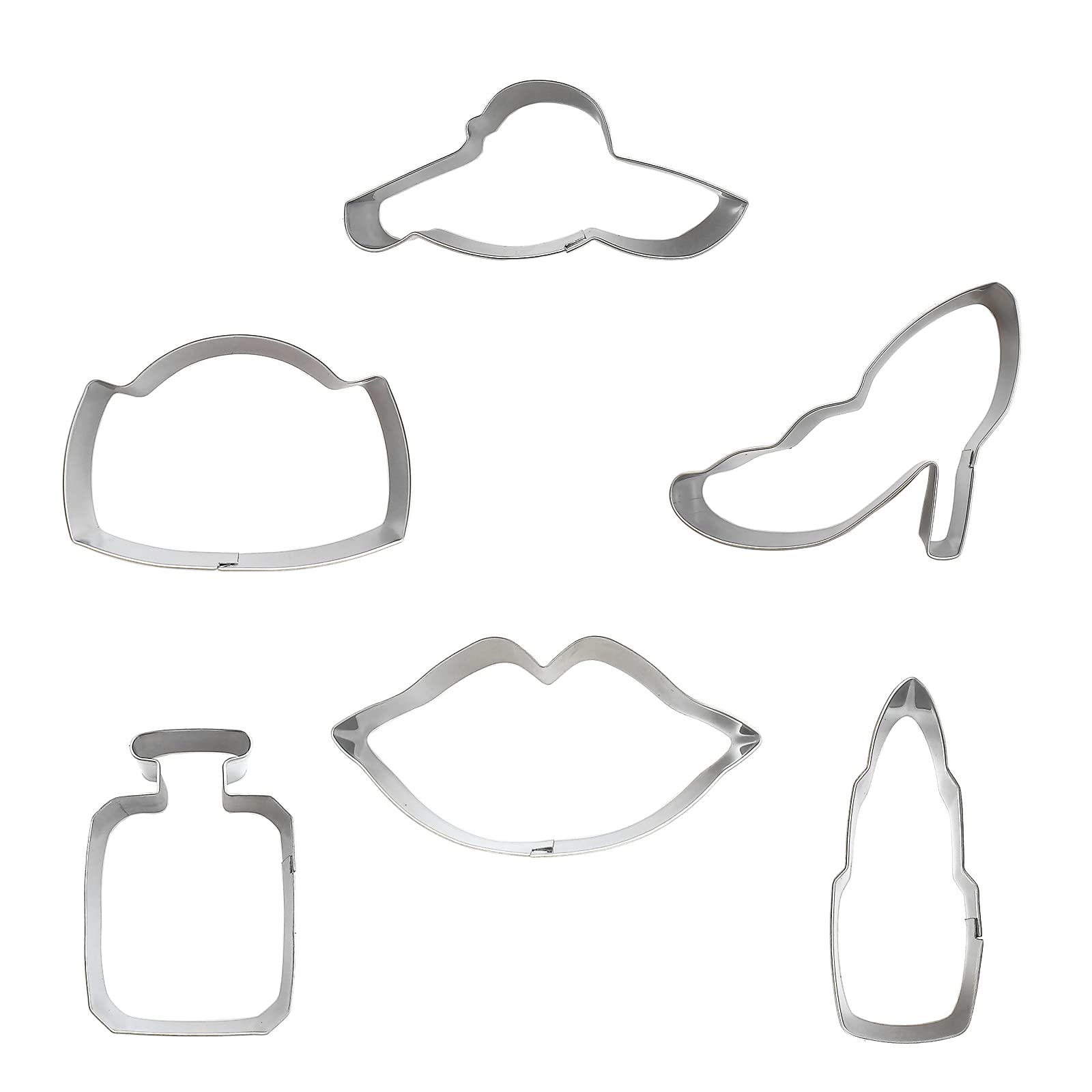 Ladys Series Cookie Cutters Set Of 6 Pcs, Stainless Steel Girls Accessories Shaped Fondant Cutter Molds Baking Diy