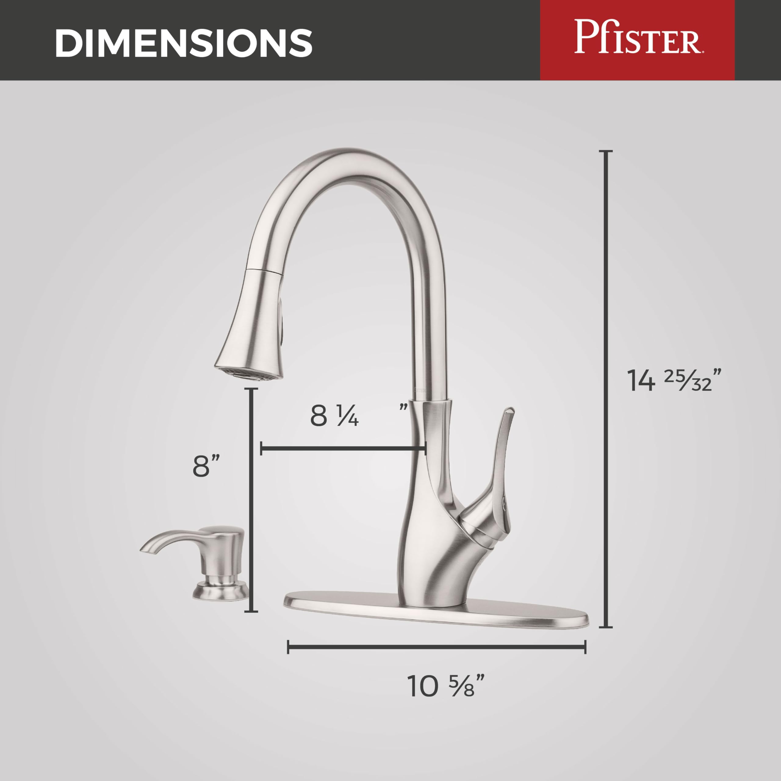 Pfister F-529-7Tgs Tegley 1-Handle Pull-Down Kitchen Faucet With Soap Dispenser, Stainless Steel