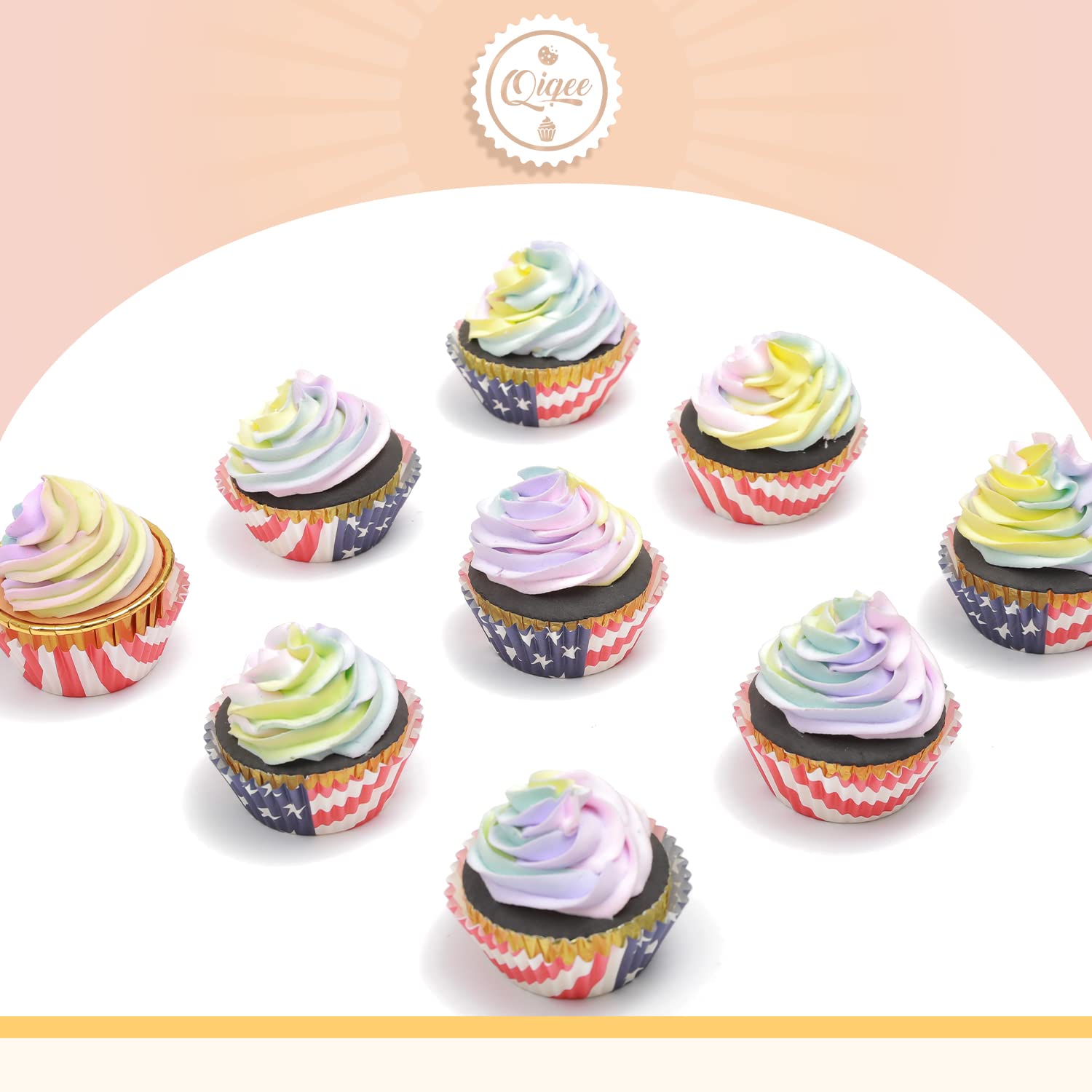 Cupcake Liners Muffin Cupcake Cups 300-Count Food Grade Usa Design Cupcake Papers Baking Cups Cupcake Wrappers Qiqee