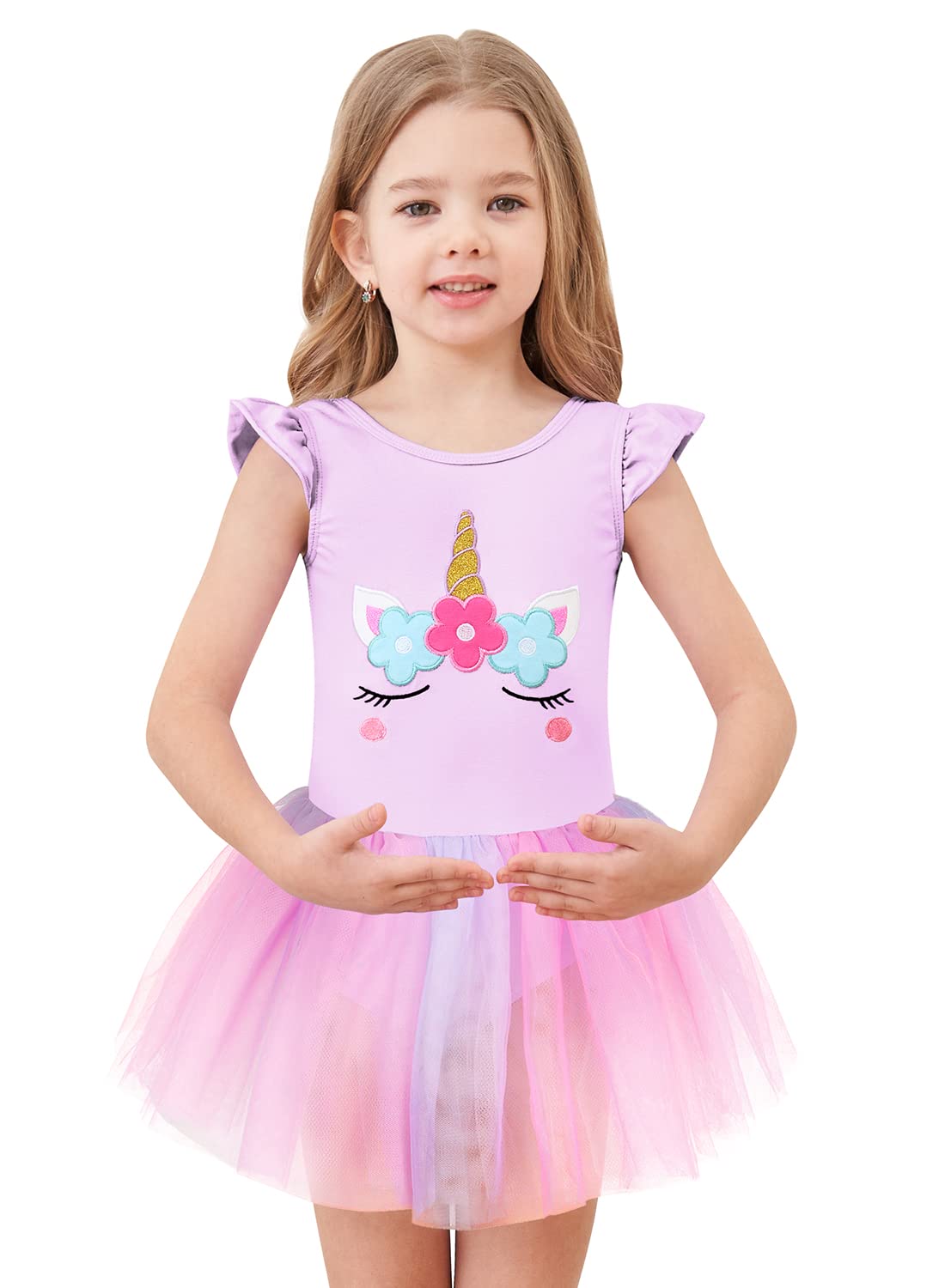 Eqsjiu Unicorn Ballet Tutu Skirted Leotards For Girls Size 7-8 78 6-7 Years Old Purple Pink Patchwork Skirt Dance Stage Performa