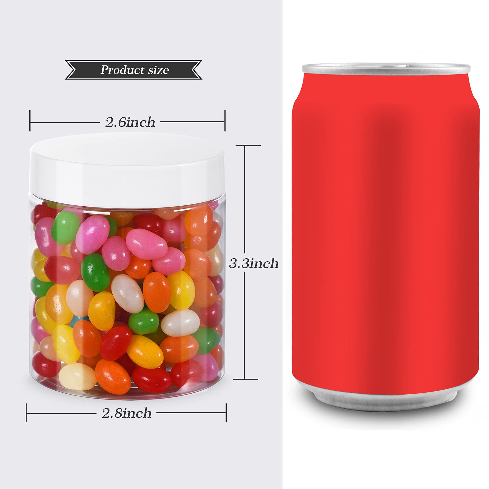 Tanglong Plastic Jars With Lids, 8 Oz Plastic Containers With Lids, Jars With Lids Ideal For Cake Jars Body Butter And Food Stor