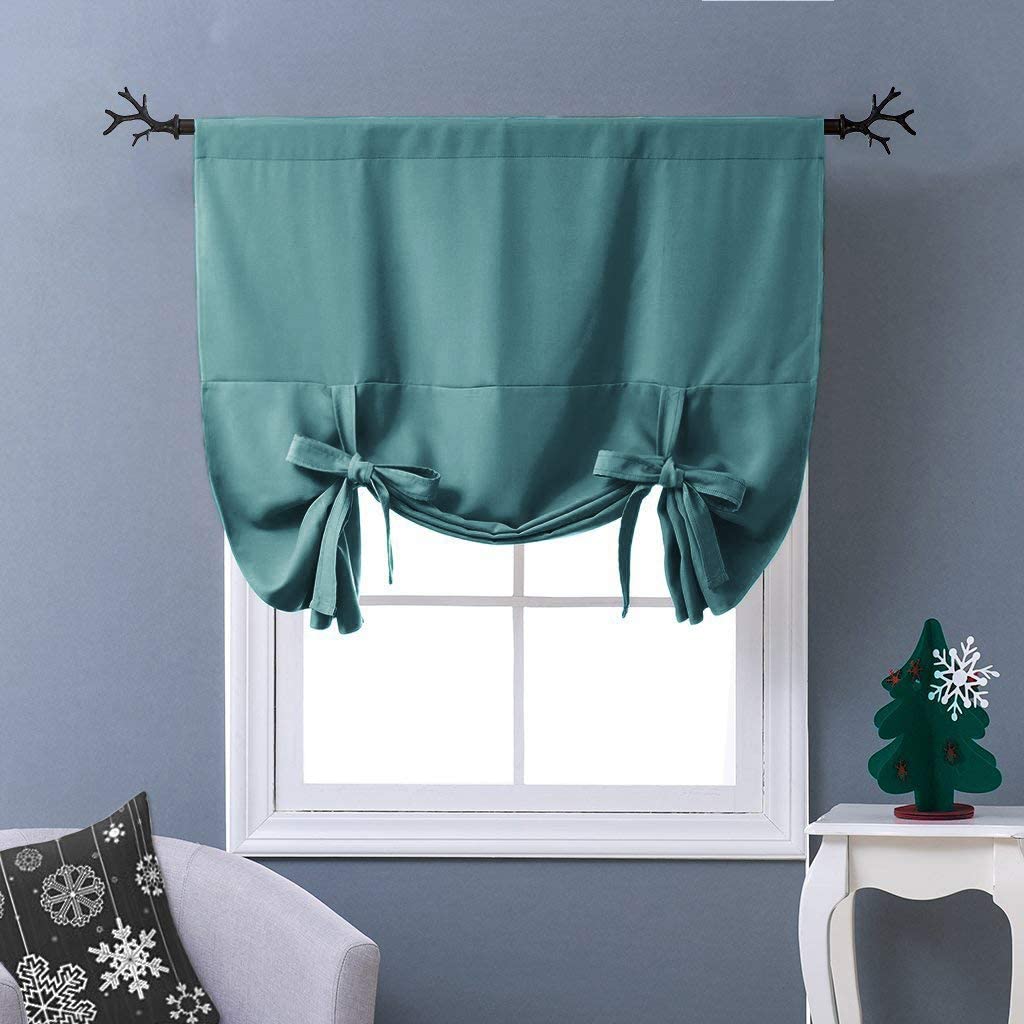 NICETOWN Blackout Tie-Up Valance Curtain - Balloon Shade Bay Window Drape/Drapery for Living Room Christmas Decor (Sea Teal, 1 P