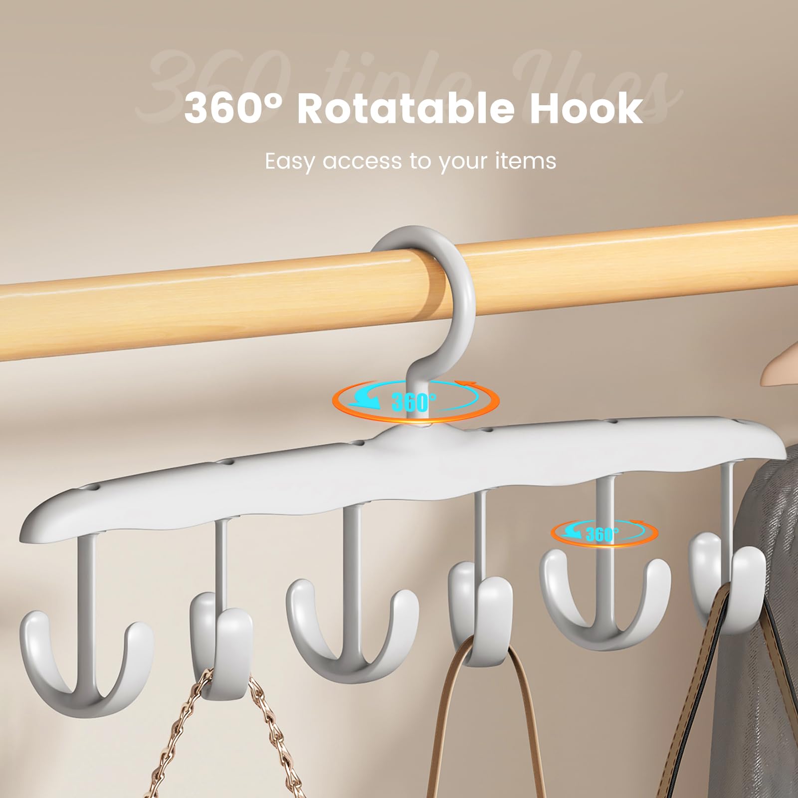 Hat Hangers For Closet, 2-Pack Hat Organizer For Baseball Caps, 360-Degree Rotation Hat Holder Storage With 12 Hooks, Organizado