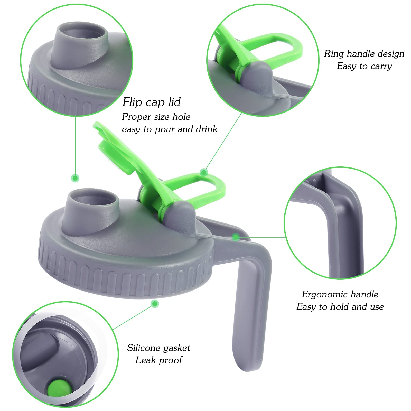 4 Pack Ma-Son Jar Pou Spout Lid With Handle Wide Mouth Ma-Son Jar Flip Cap Lid Reusable Plastic Leak-Proof Airtight Seal Ma-Son