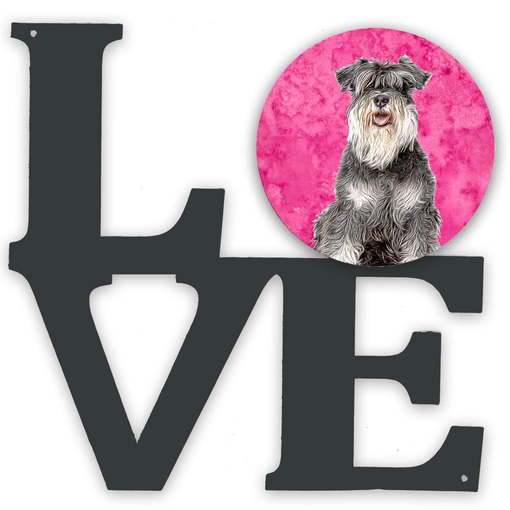Pink Schnauzer Metal Wall Artwork LOVE KJ1228PKWALV
