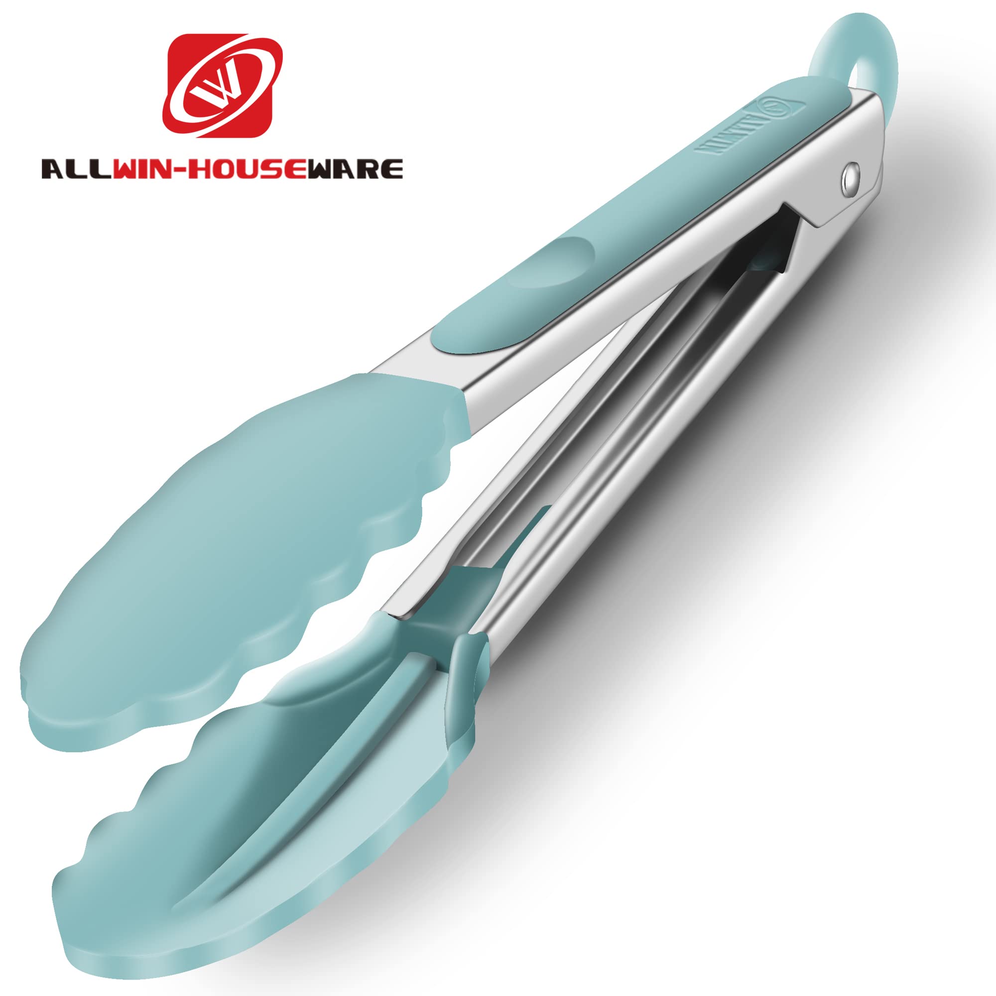 9-Inch & 12-Inch Cooking Tongs, Premium Silicone Set Of 2 Bpa Free Non-Stick Stainless Steel Bbq Grilling Locking Food Tong, Aqu