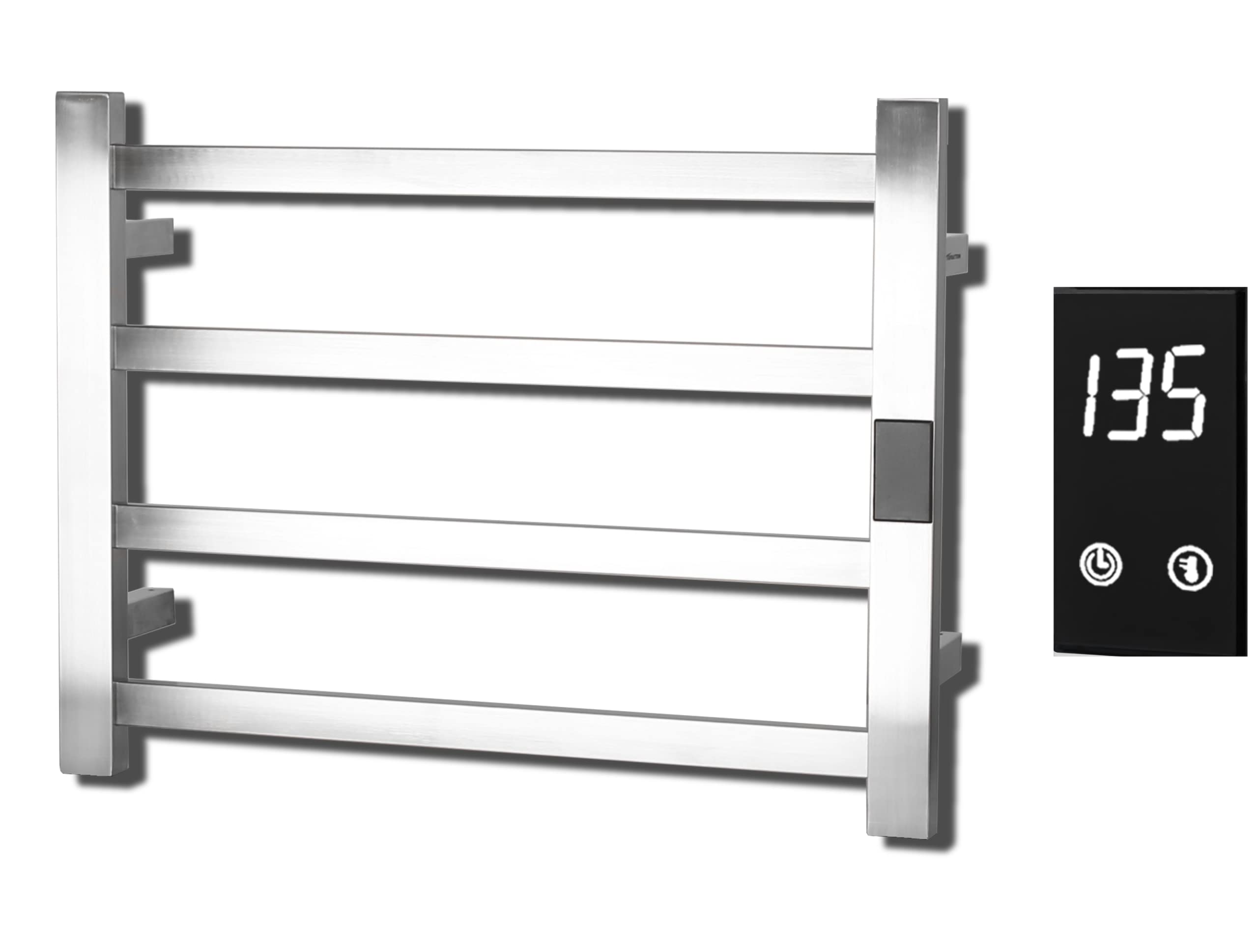 Topdattion Electric Towel Warmer | Super Thin | with Timer & Temperature Multi-Level Adjustments | Hardwired & Plug-in | 4 Bar |