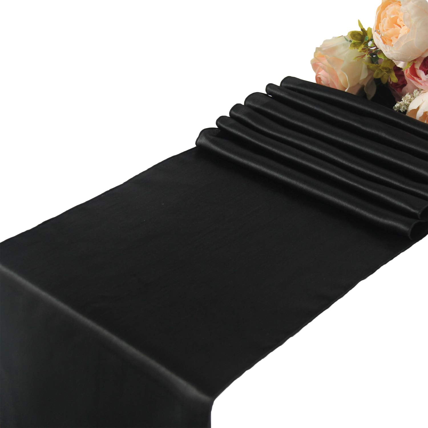Welmatch Hunter Green Satin Table Runners - 5 Pcs Wedding Banquet Party Event Decoration Table Runners (Hunter Green, 5)